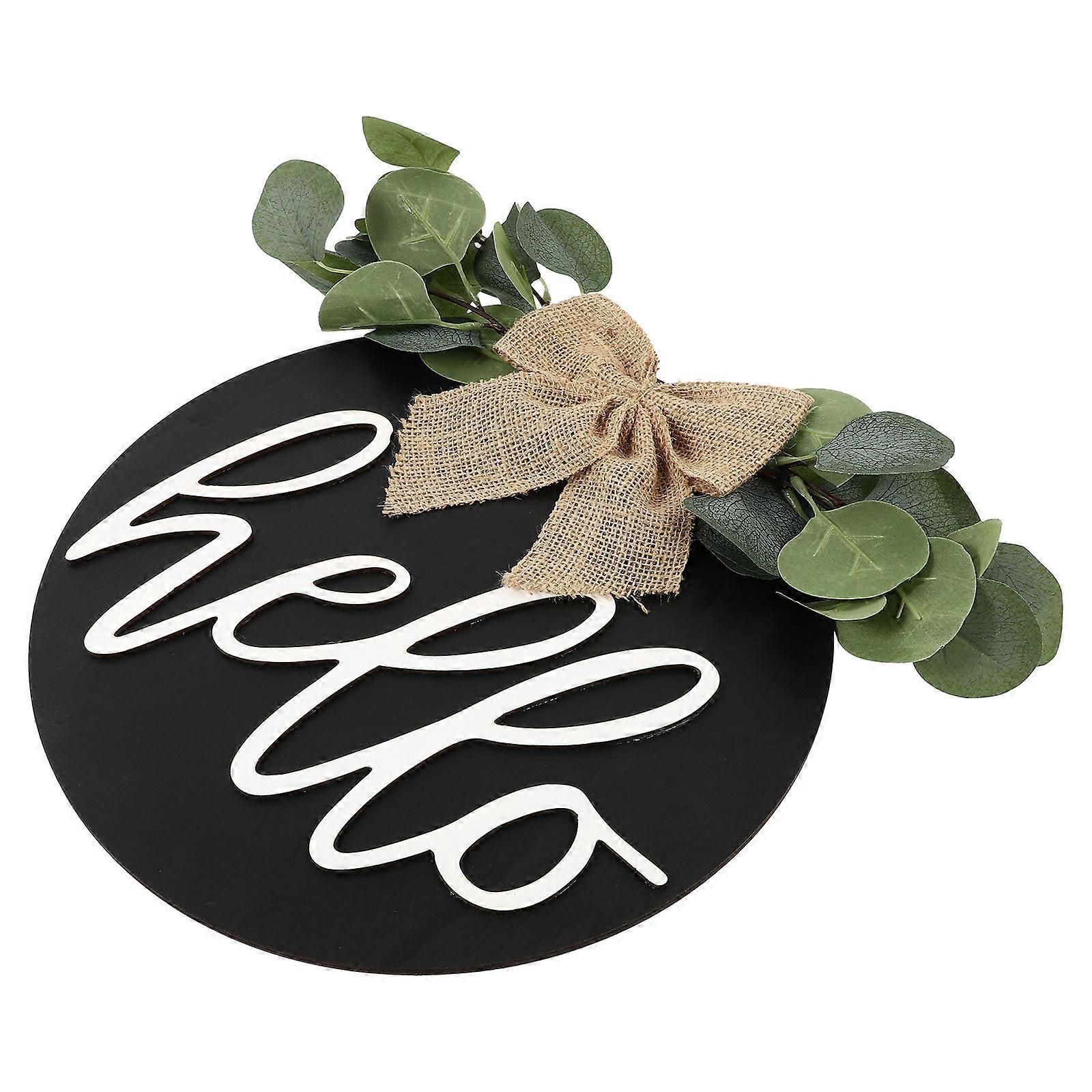 Rustic Wooden Hello Board Hanging Pendant Welcome Sign Lightweight Round Plaque for Home Shop Entryway Decoration