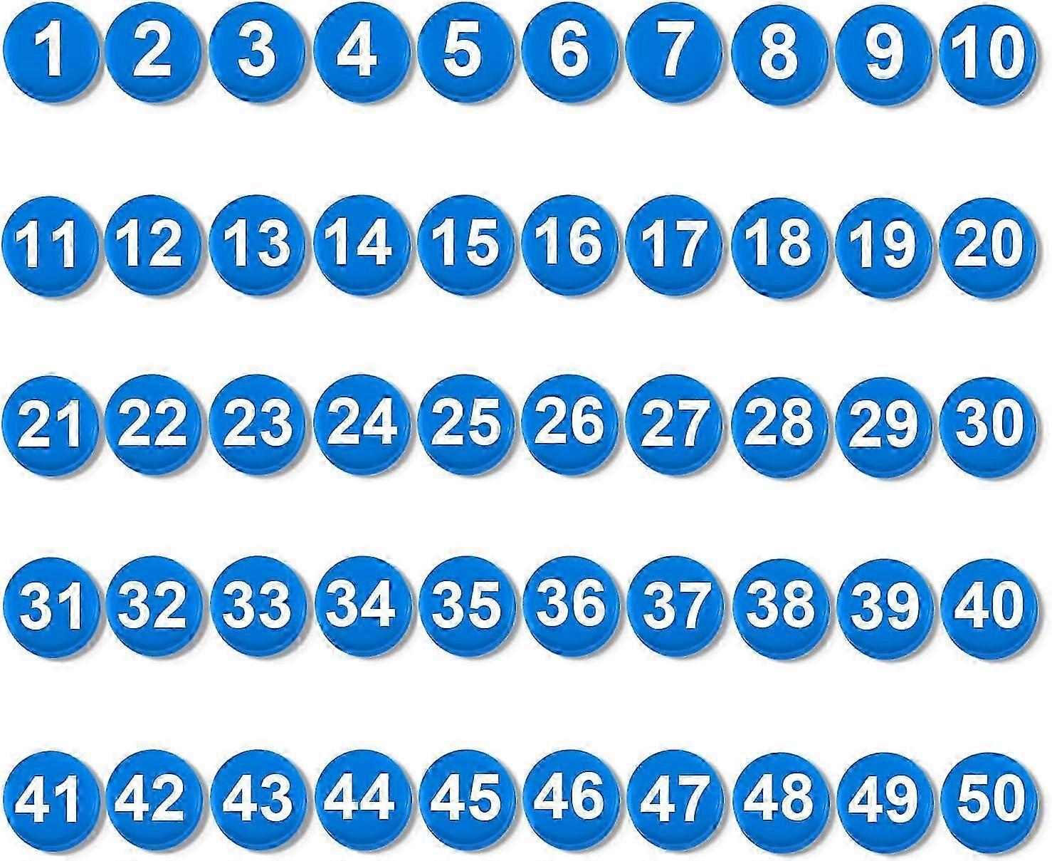 50 Count Magnetic Numbers 1-50, 0.79 Inch Blue Number Magnets for Fridge, Whiteboard, Learning Activities