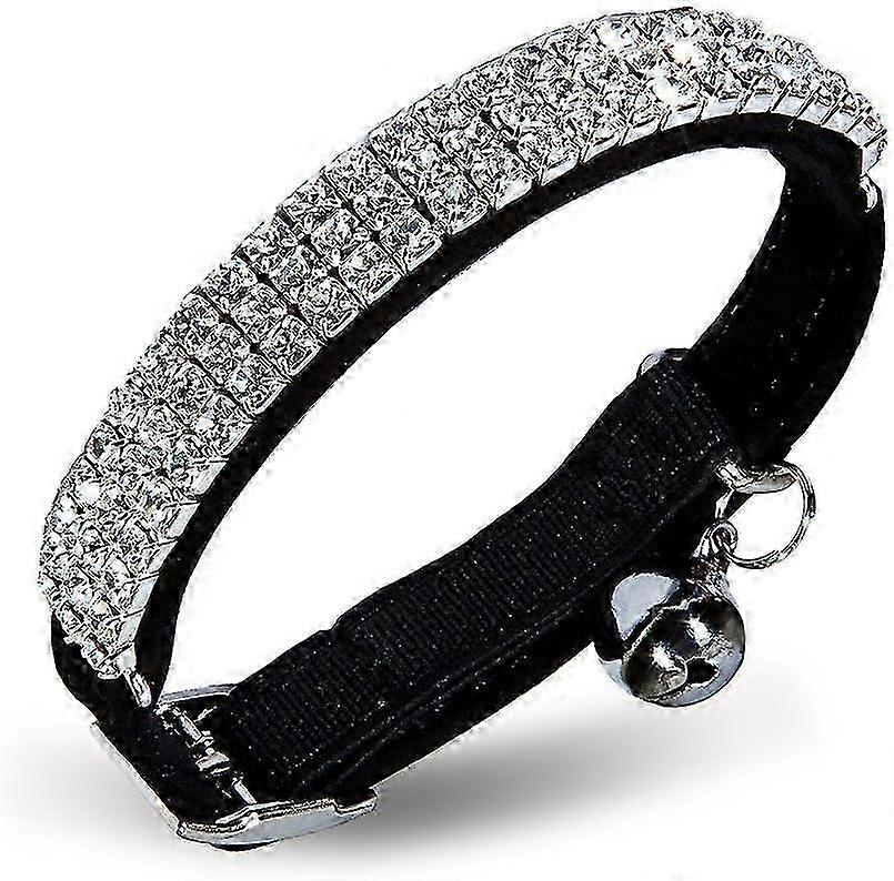 Bling Diamante Rhinestones, Soft Velvet Adjustable Collar With Bells For Pet Comfort And High Quality Fashionable Design Use In Safety Elastic Belt 20