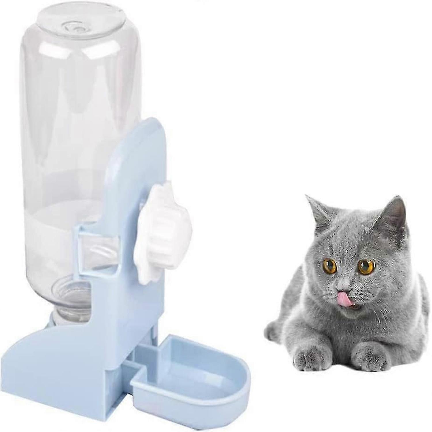 Pet Automatic Food and Water Dispenser,Hanging Automatic Feeder, 500 ml(blue)
