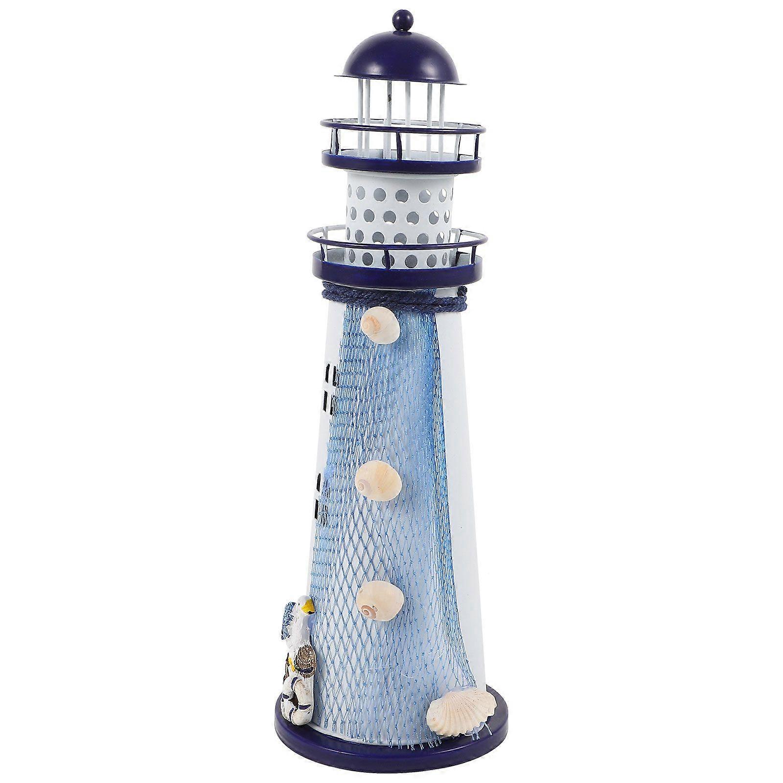Shining Lighthouse Ornament Iron Craft Lighthouse Decorations for Home (Large Size, Random Pattern)