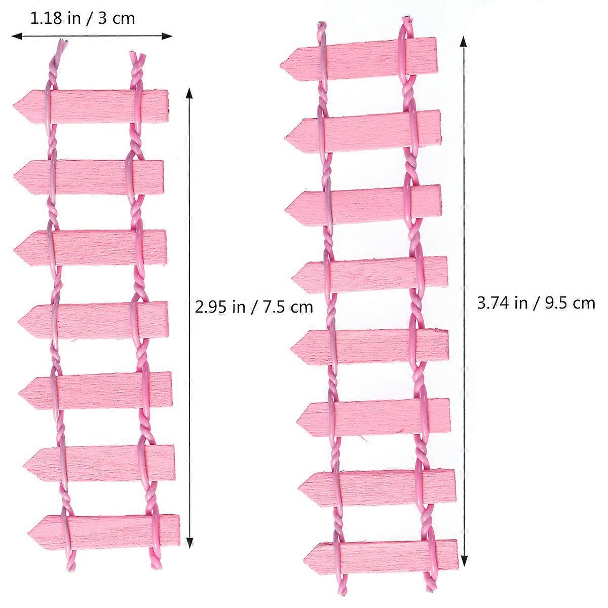 سياج خشبي شكل واقعي لحديقة مصغرة ودمية وردي 10x3x0.2 سم 10 قطع