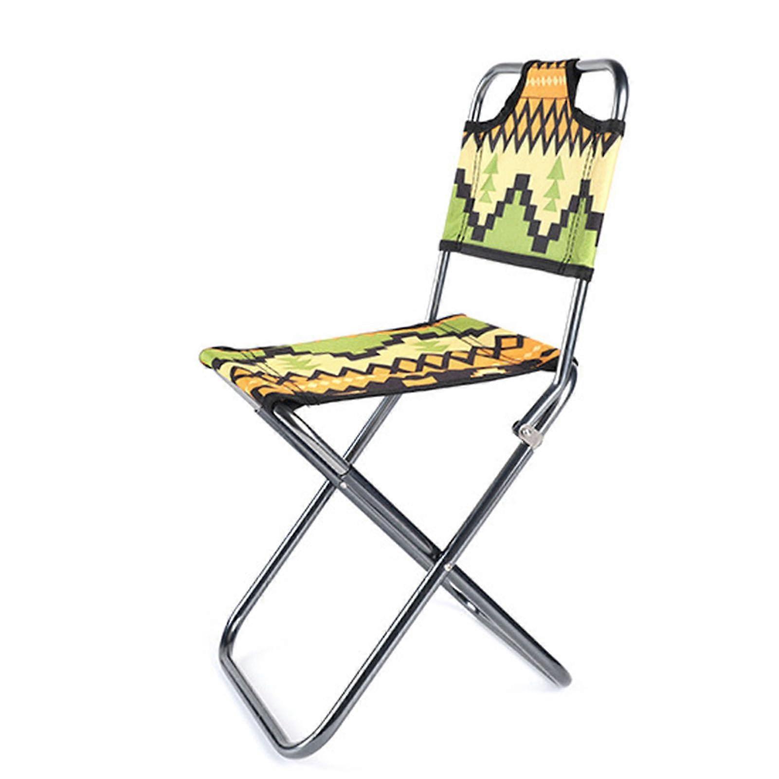 Camping Stool, Foldable with Backrest, for Travel, Floral, 48x23cm