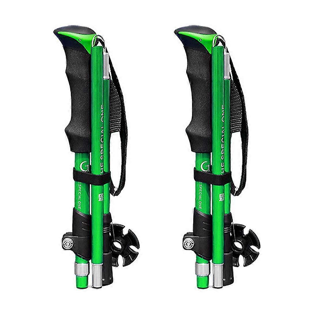 Nordic Walking Poles Pack of 2 Adjustable Hiking Poles 110-130 cm Foldable Trekking Poles Green for Outdoor Walking