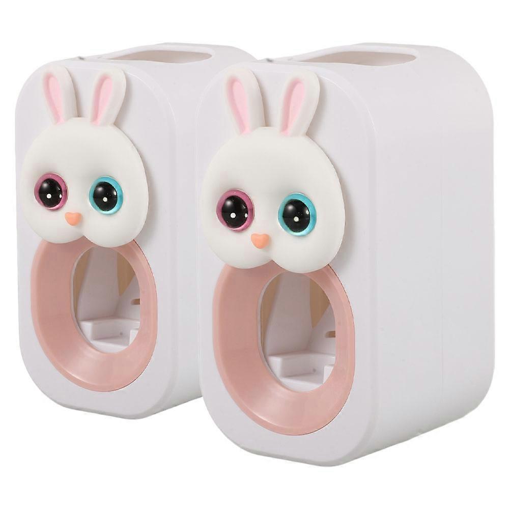 Spacesaving Automatic Toothpaste Dispenser Wall Mounted Bathroom Organization Multi Color 11.50X6.50X6.00CM Rabbit Shape 2Pcs