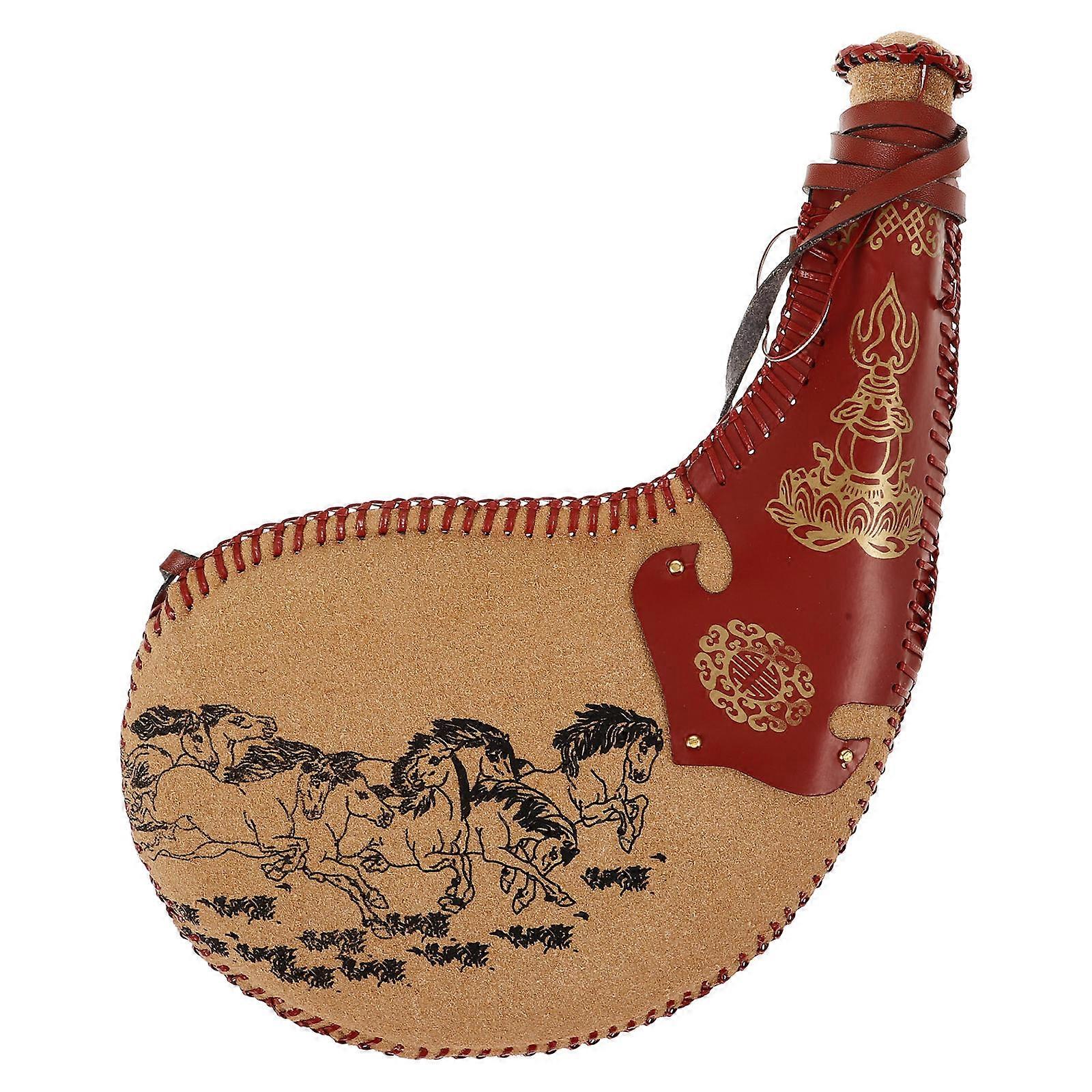Water Canteen With Strap Traditional Water Bag Boating Desert Adventure Ancient Design Long-term Use 1Pack