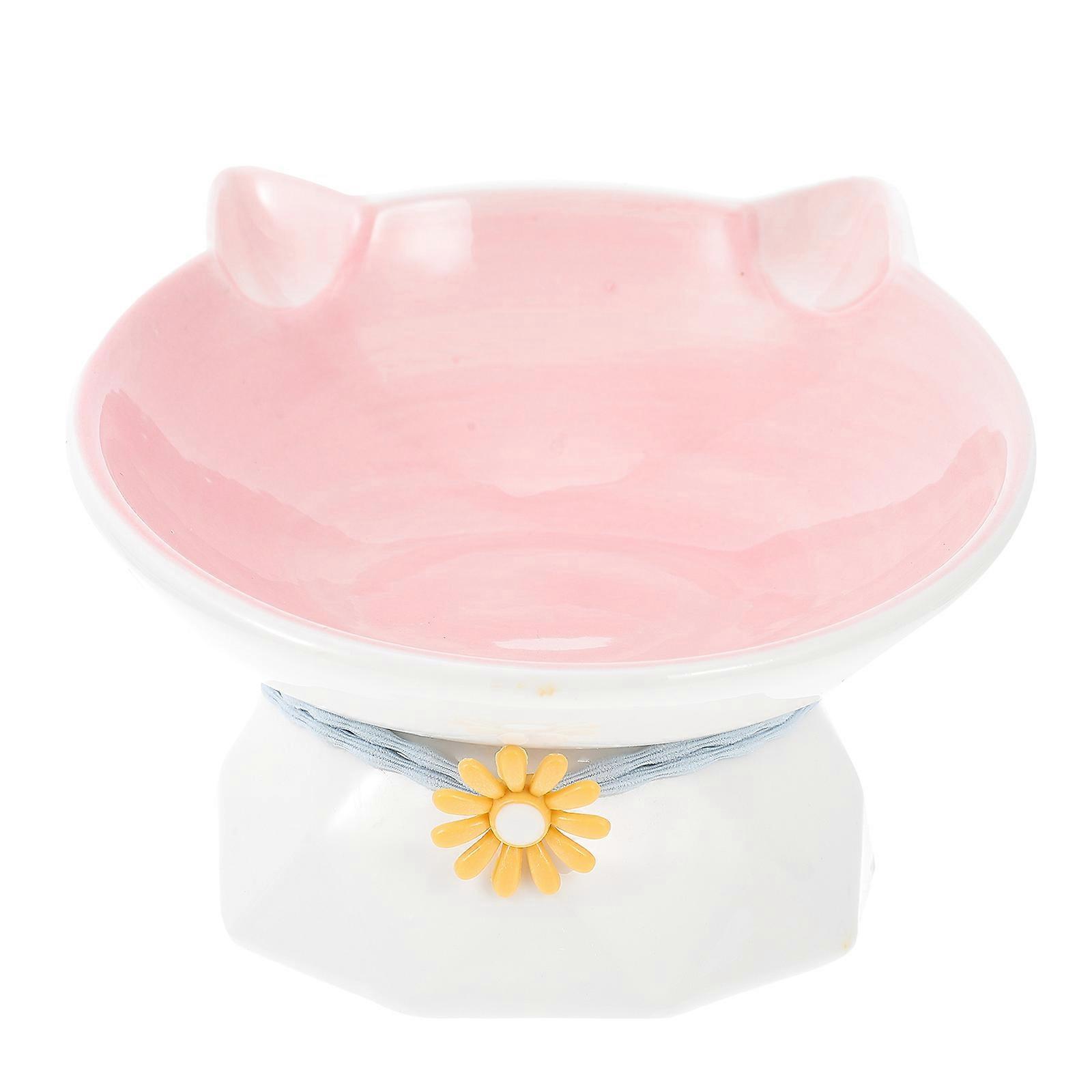 Masteelf 1Pc Ceramic Pet Neck Protection Feeding and Drinking Bowl for Cats and Kittens