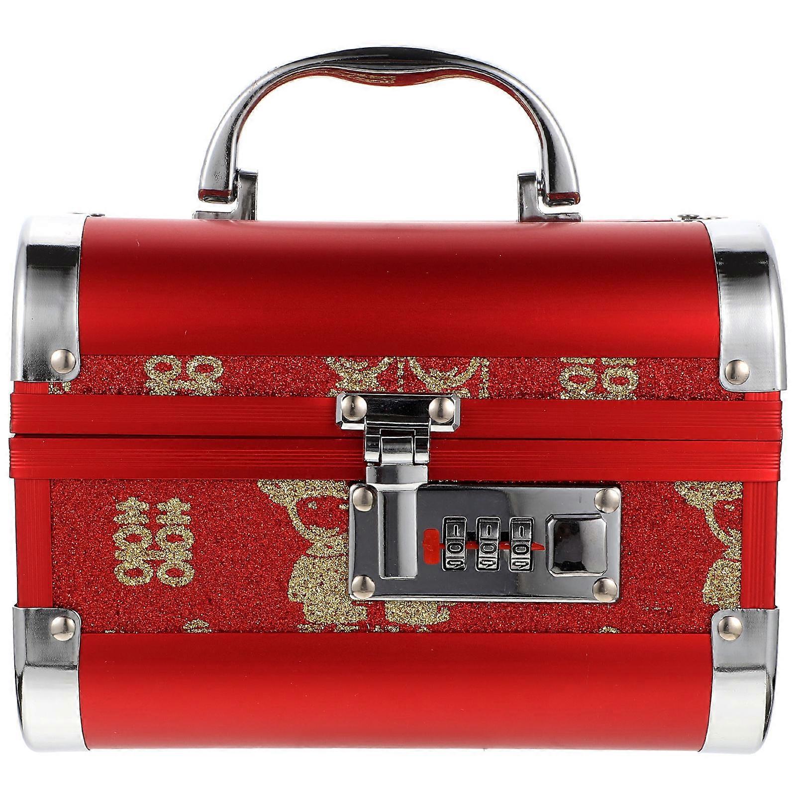 Vintage Jewelry Box with Lock Rectangular Shape for Travel 18X12.2X13 Cm Lockable for Privacy 1Pack