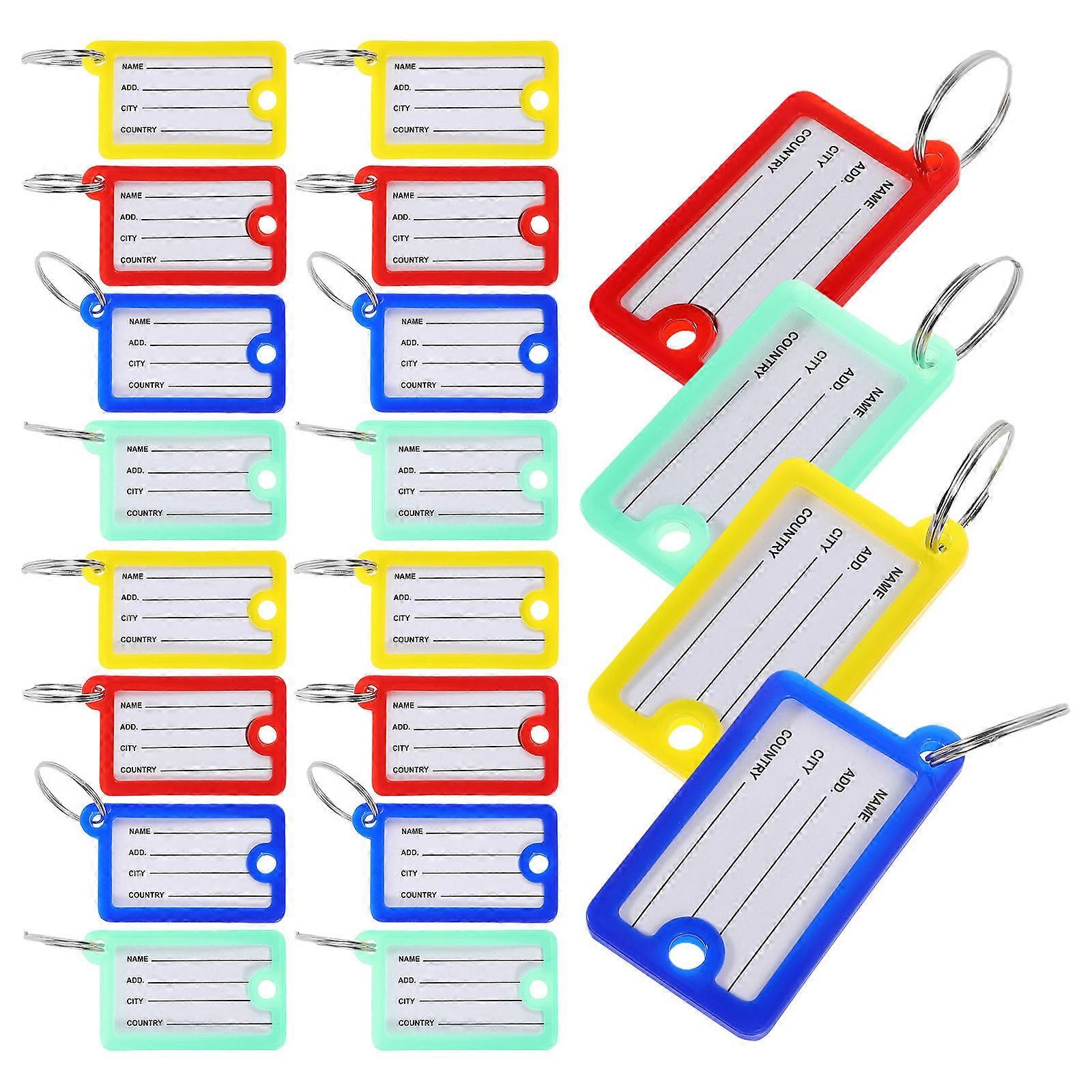 20pcs Tag Keychain Labels Number Keychain Key Tags With Ring Identification Tags Luggage Tag Plastic Hang Tags Key Chain Backpack Label Marking Tags