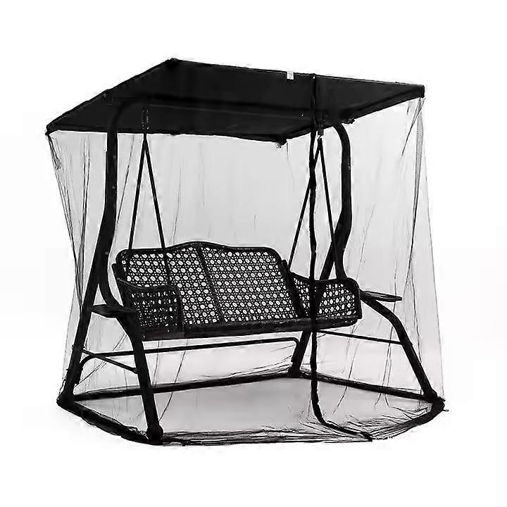 Swing Cover for 3Person Swing, Black Patio Net with Zip Opening (49x80.7x80.7in)
