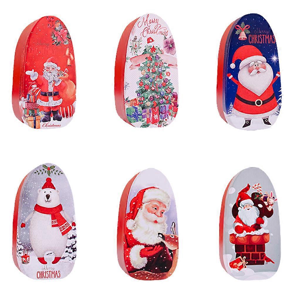 Decorative Storage Box Christmas Treat Box Tinplate Rectangular Shape 6Pcs Set