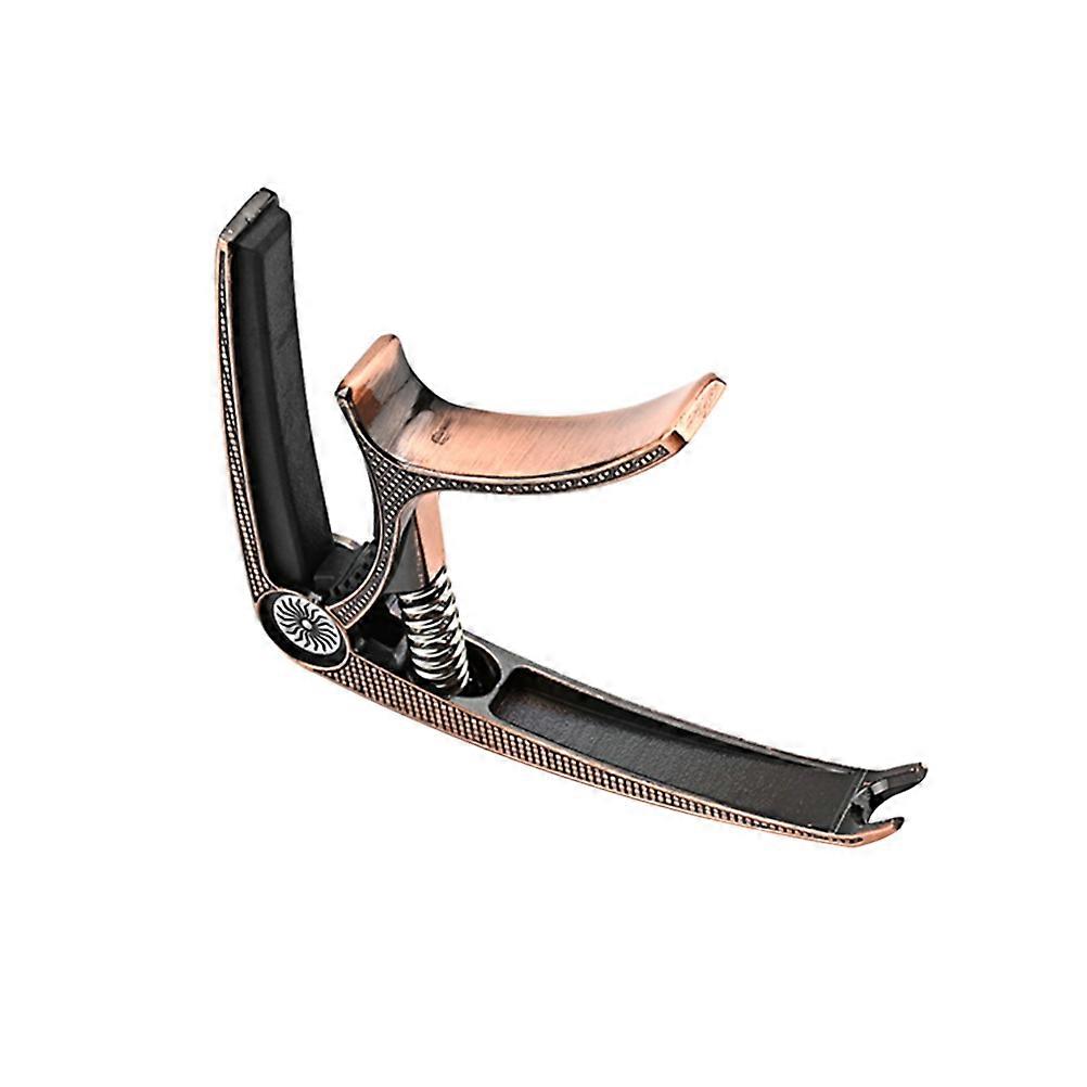 Capo For Acoustic Guitar High Elastic Spring Protect Instrument Classical Style Coffee Color 9.3X7.5CM Size 1Pack