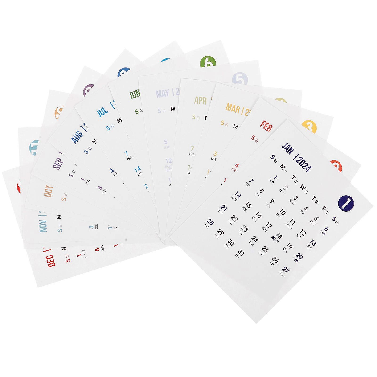 Office Stickers for Planner Calendar Stickers for Notebook DIY Design Monthly Index Assorted Color 15.00X11.00X0.10cm Self-Adhesive 12 Sheets