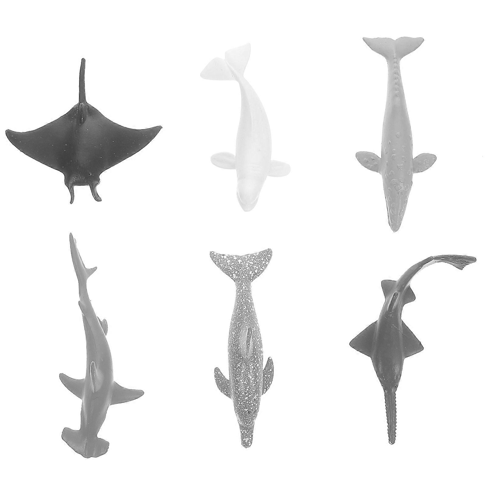 Small Marine Animals Model for Toddlers Home Decoration Teaching Aid Light Grey 6Pcs