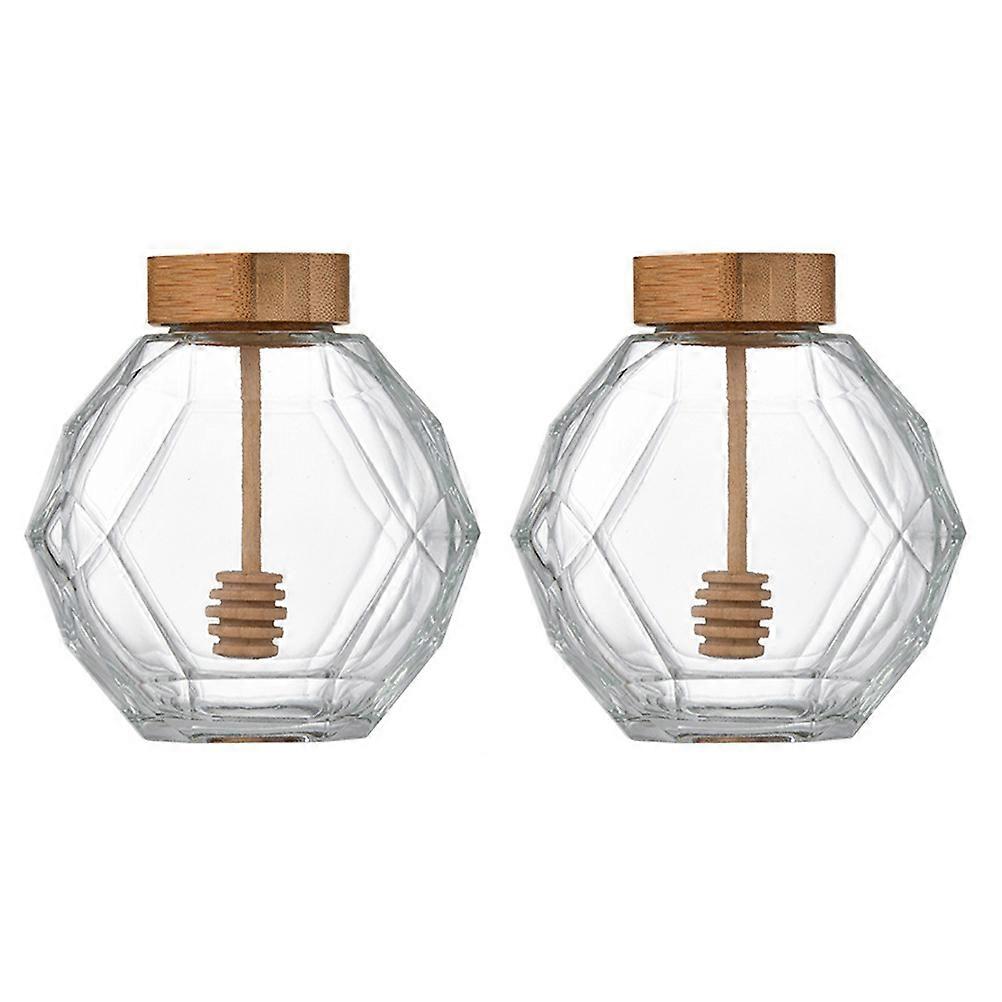 2 Pcs Transparent Glass Honey Pots for Storage with Lid Practical Food Container Jars 4 oz