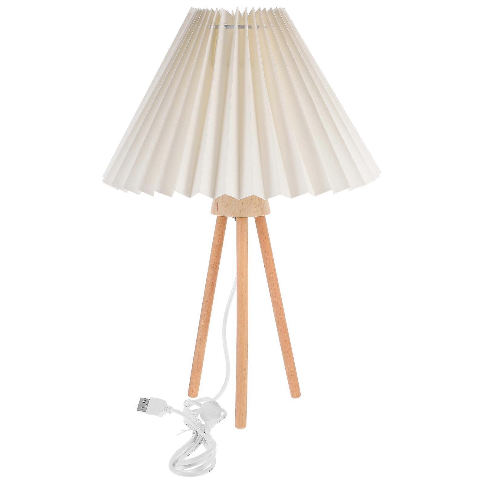 Pleat Lampshade Table Lamp Retro Desk Lamp Bedroom Decor Indoor 36.00X20.00X20.00CM Lighting 1Pack