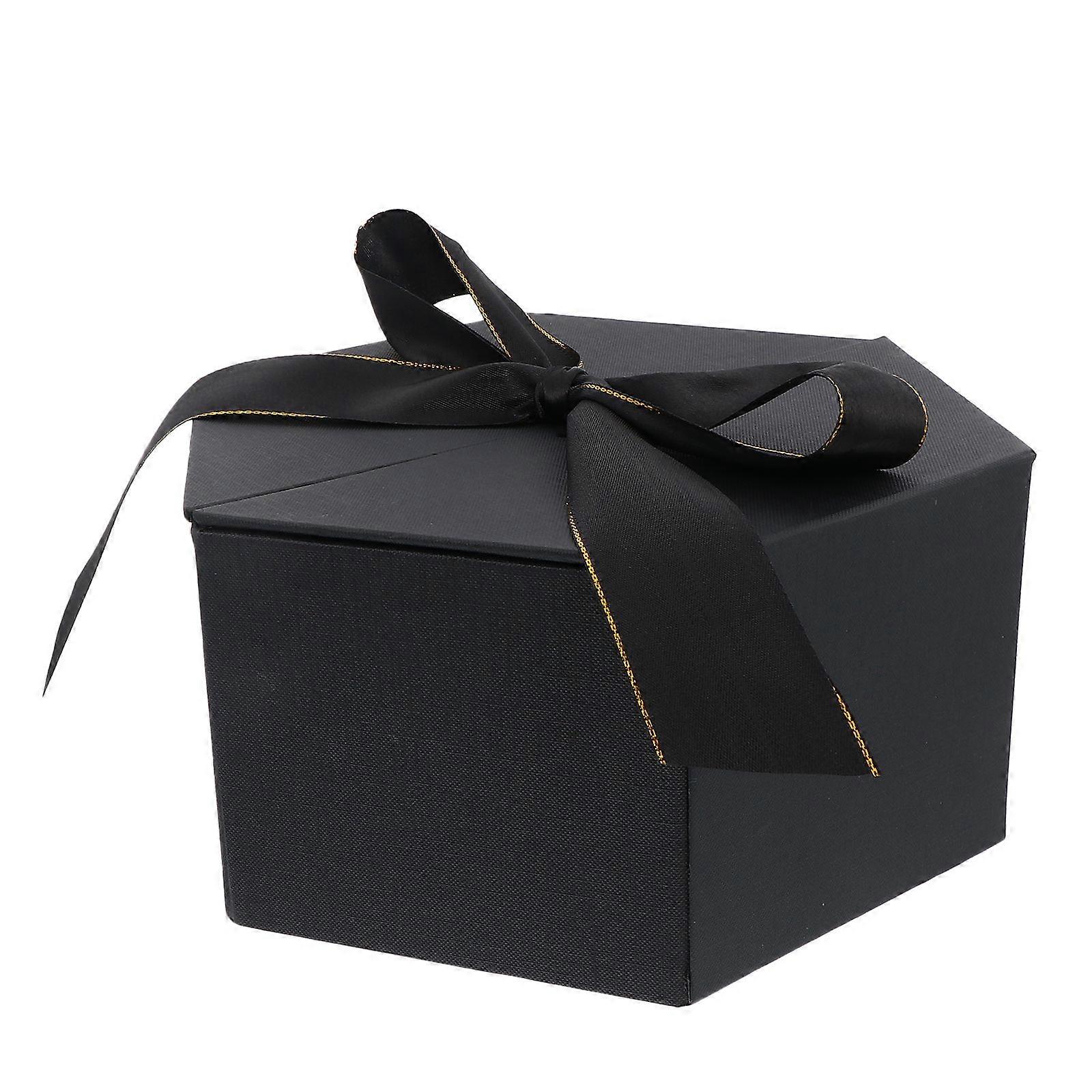 Hexagonal Box Elegant Candy Container Valentine's Day present Box Storage Black 6.3×5.4×3.9in 1Pack