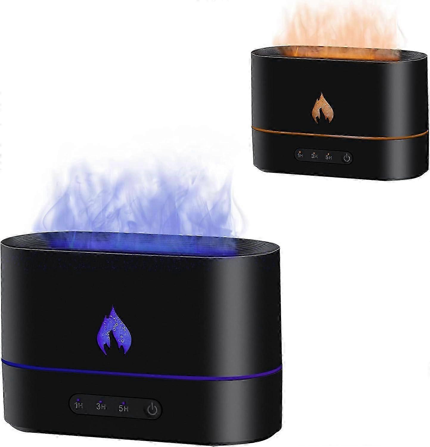 200ml Essential Oil Diffuser - Flame Effect 2 Lighting Modes (Black)