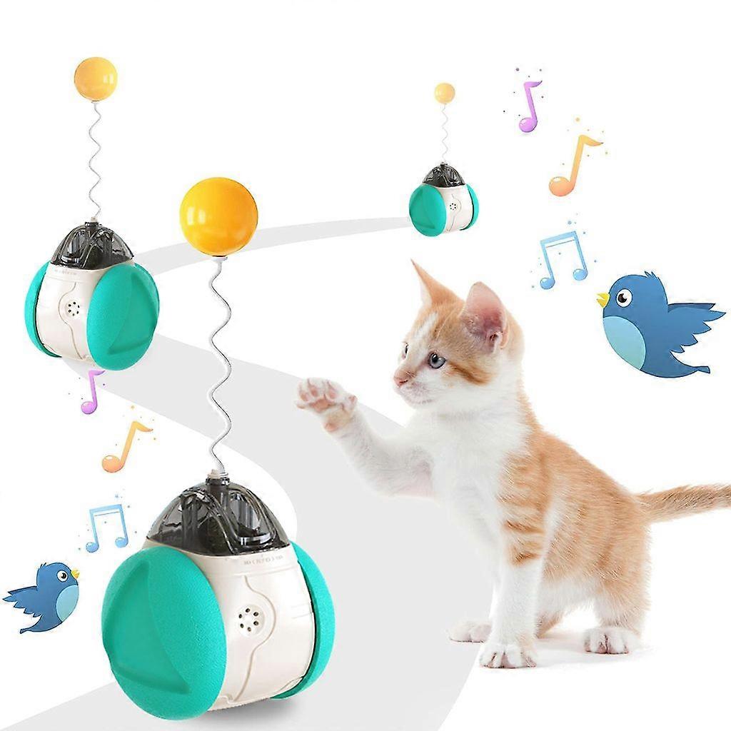 Cat toys, for personal use, with cat teasers, catnip and bird songs, cat teasers, balls, tumbler toys (blue)