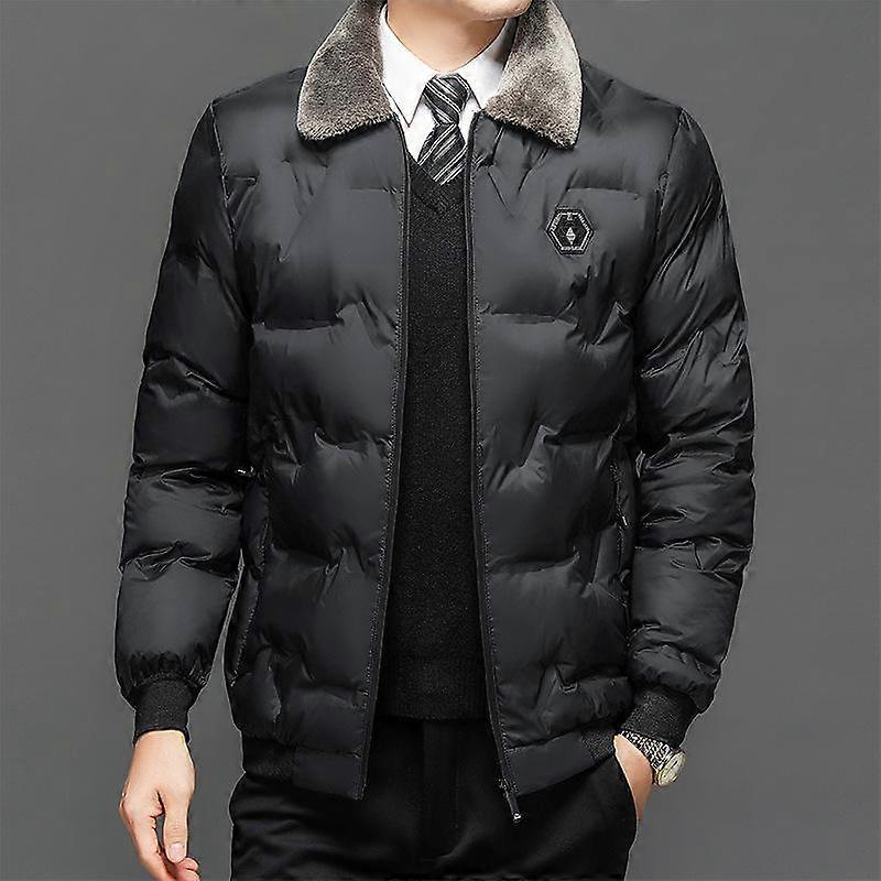 Plush and Thickened Down Cotton Jacket for Men's Lapel Cotton Jacket Winter Jacket for Warmth Preservation