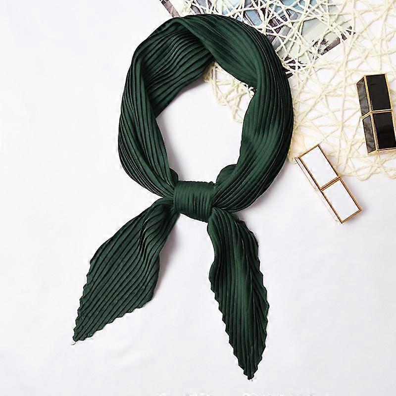 1PC Square Neckerchief Rhombic Shape Silk Scarf Elegant Hairband Solid Color Satin Scarves Headscarf Decorative Pleated Print