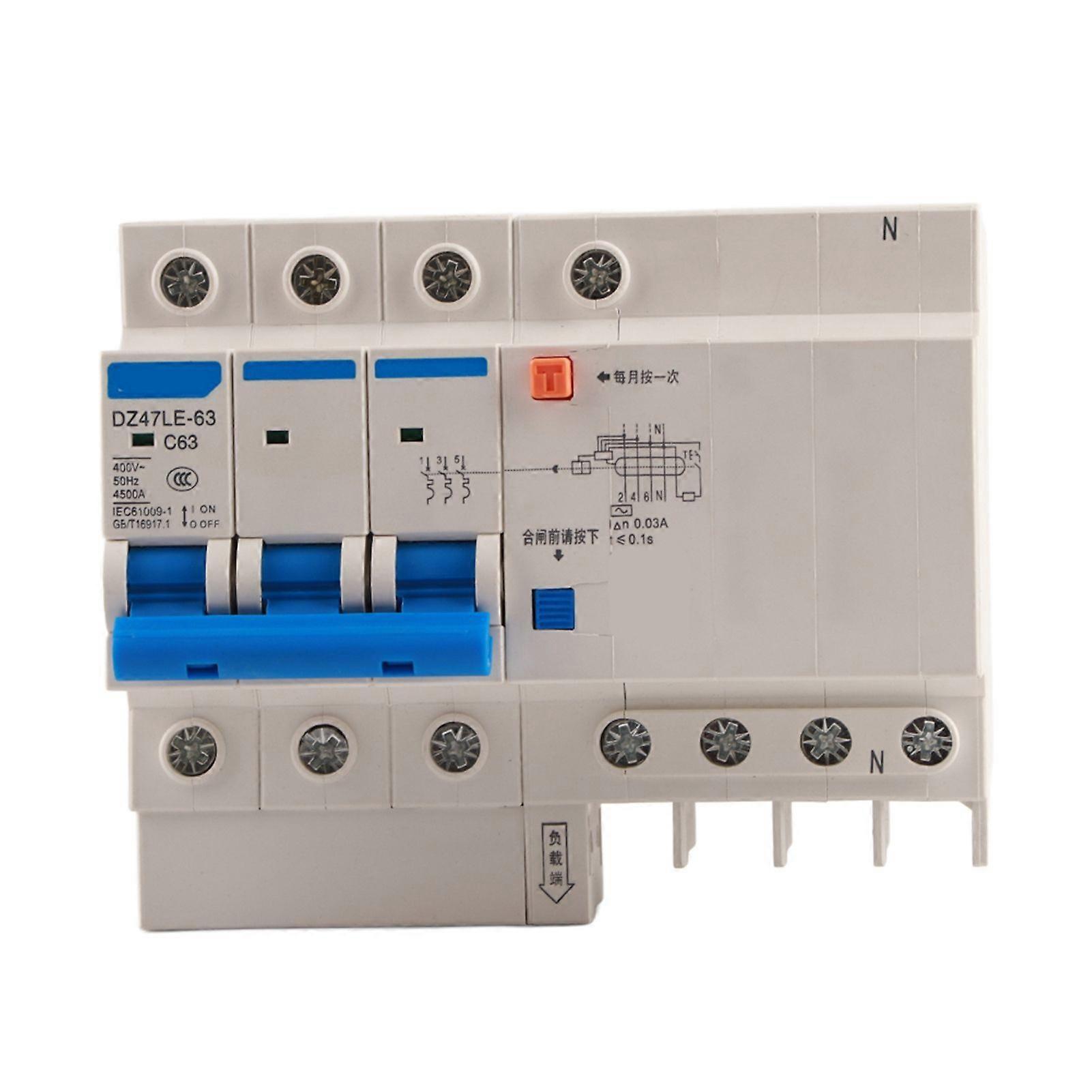 DZ47LE32 2p N C32 RCCB Residual Current Circuit Breaker 230V 32A 30mA