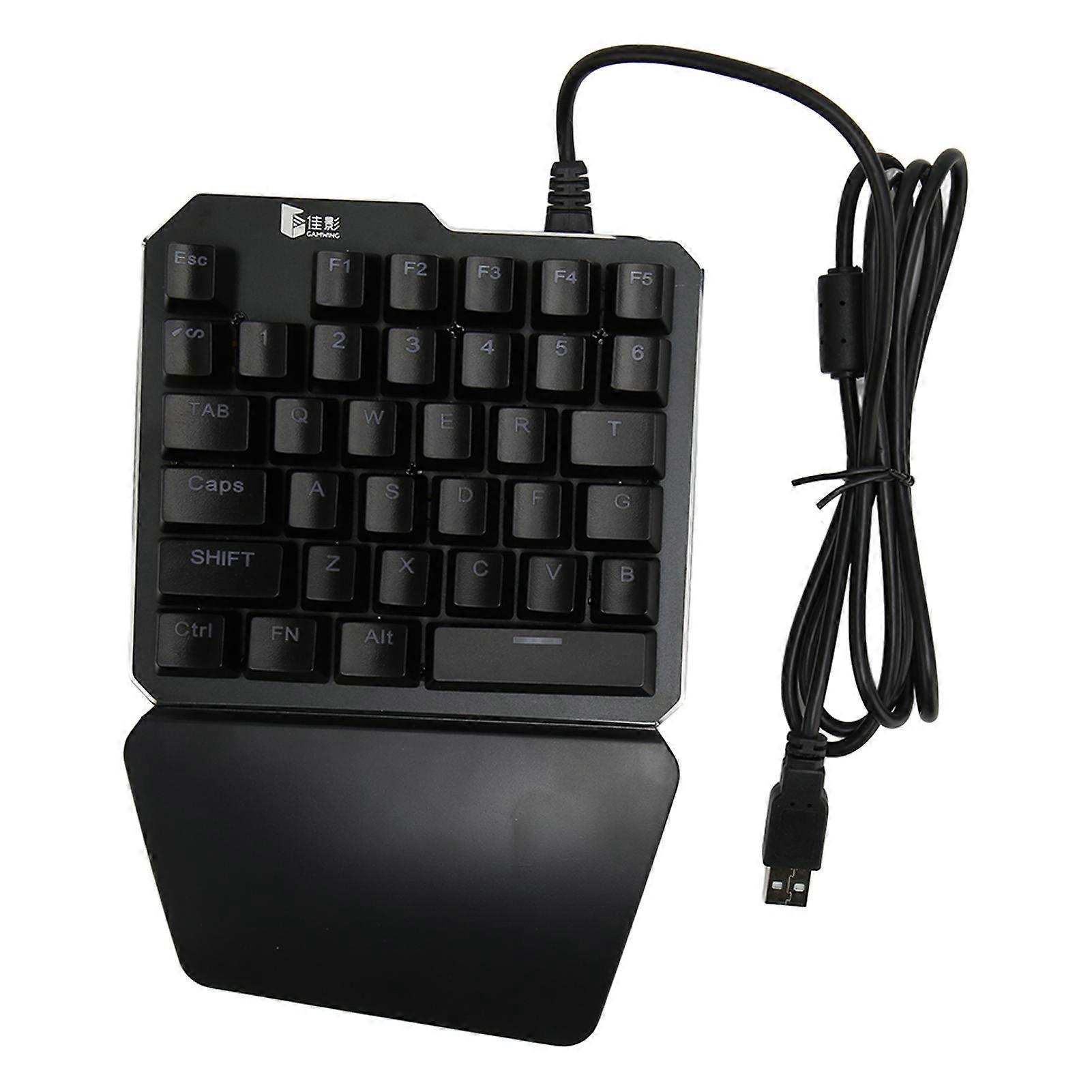 Ergonomic One-Handed Keyboard, 35 Keys, Wired, USB, RGB Backlit, Blue Switch, for Gaming and Office Work