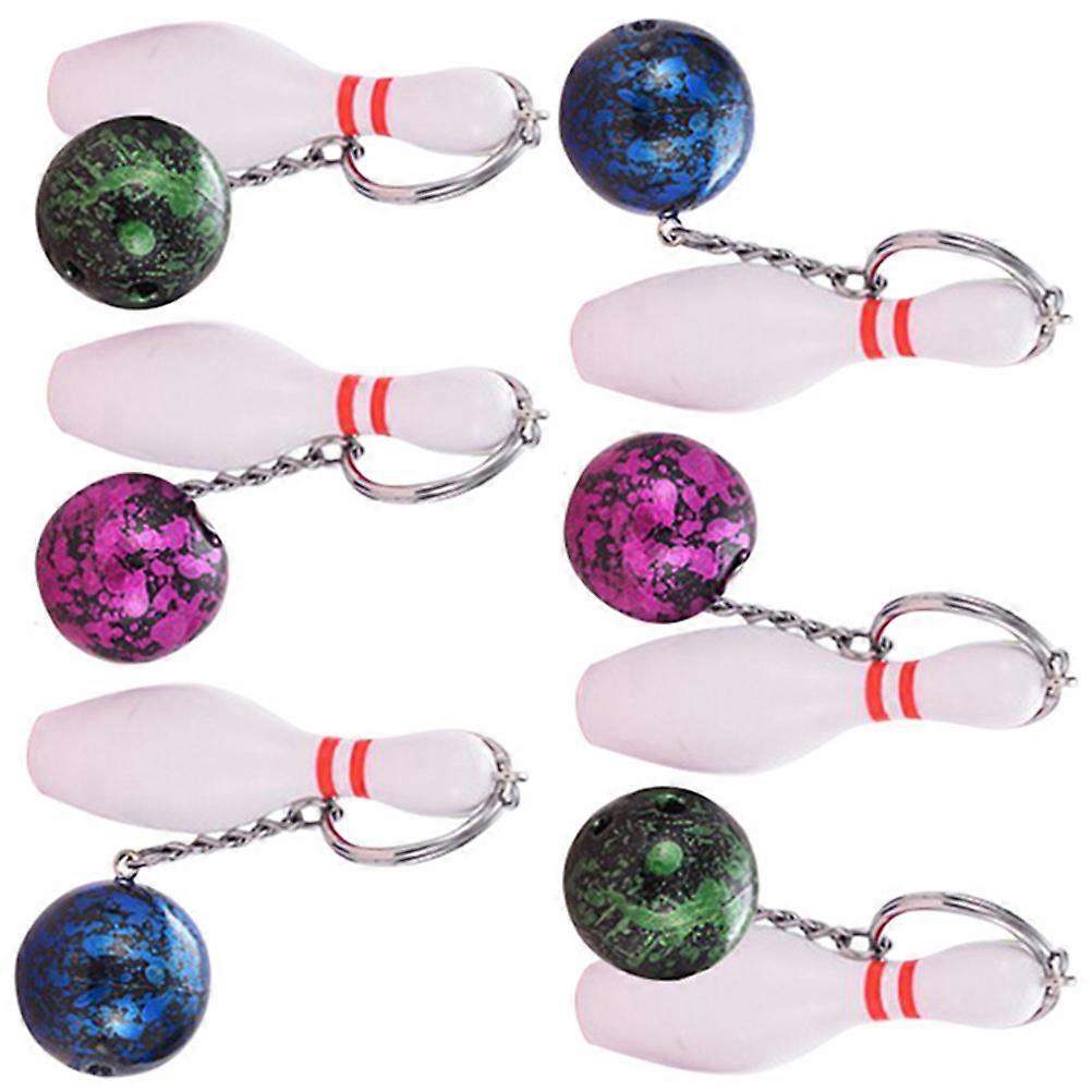 6PCS Plastic Bowling Keychain Adorable Keyring Pendant for Bags Backpacks Decor Durable Material