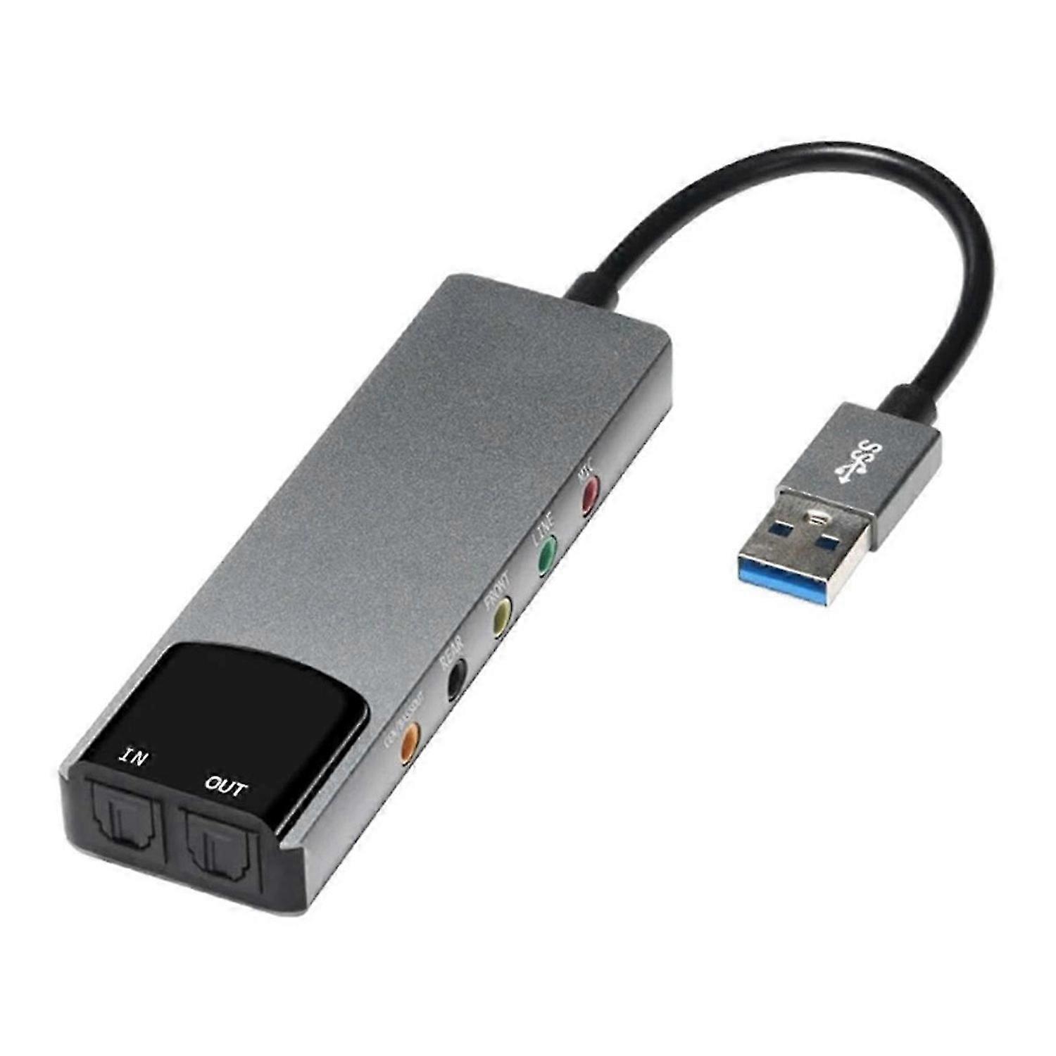 6-In-1 Computer Sound Card 5.1 USB External Sound Card Multi-Function Audio Converter for Notebook A