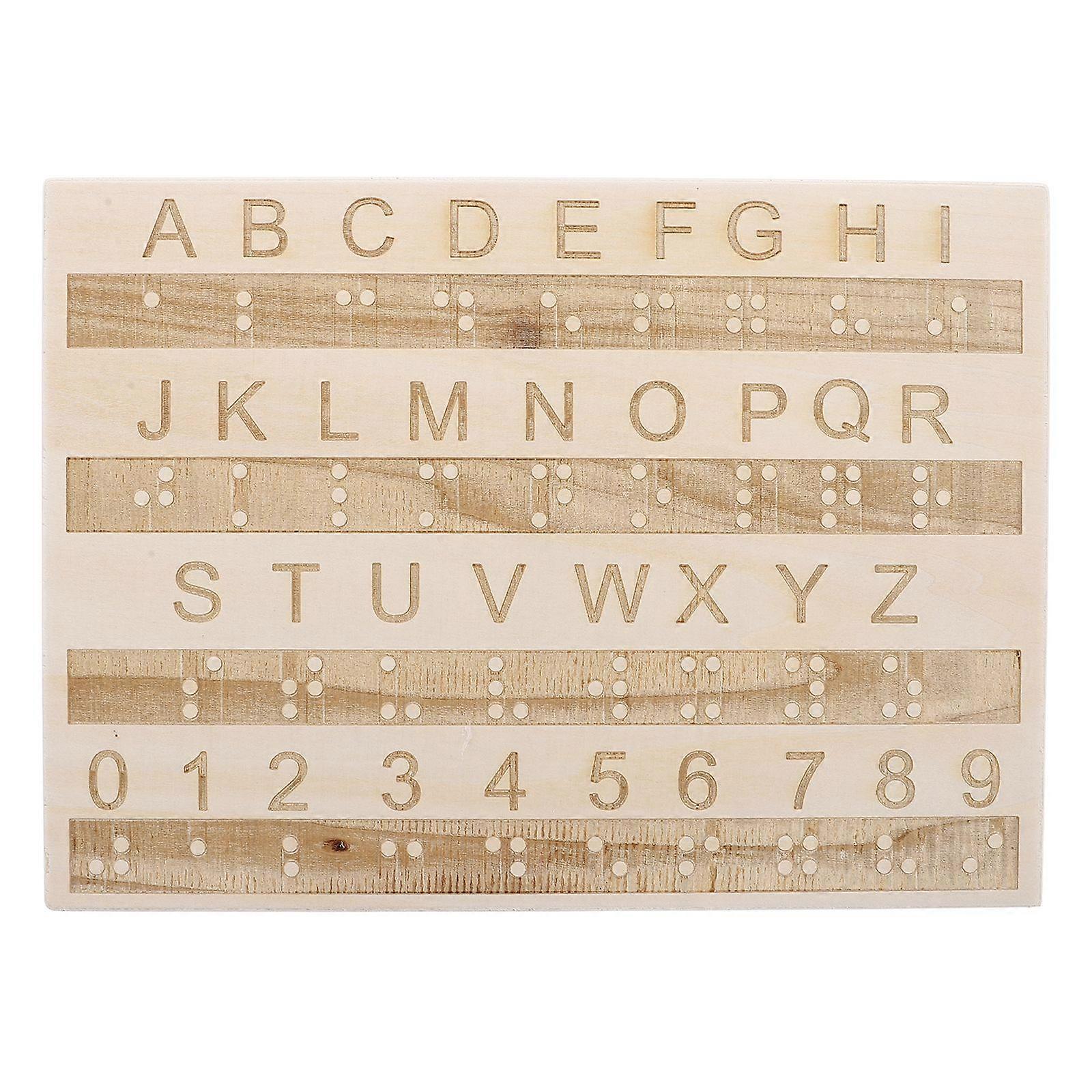 2pcs Braille Alphabet Board: Wooden Alphabet and Number Board for Blind People - Educational Tool with Raised Dots Number and Letters for Visual Impai