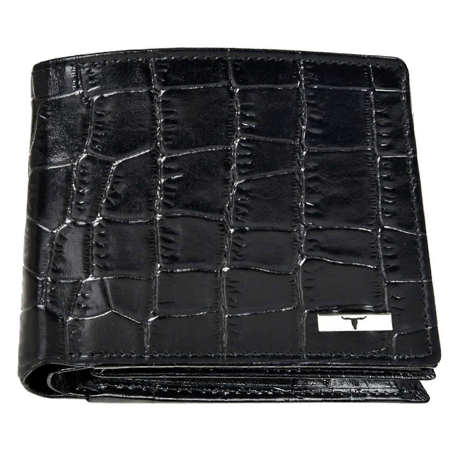 Carl Printed Black Leather Wallet for Men
