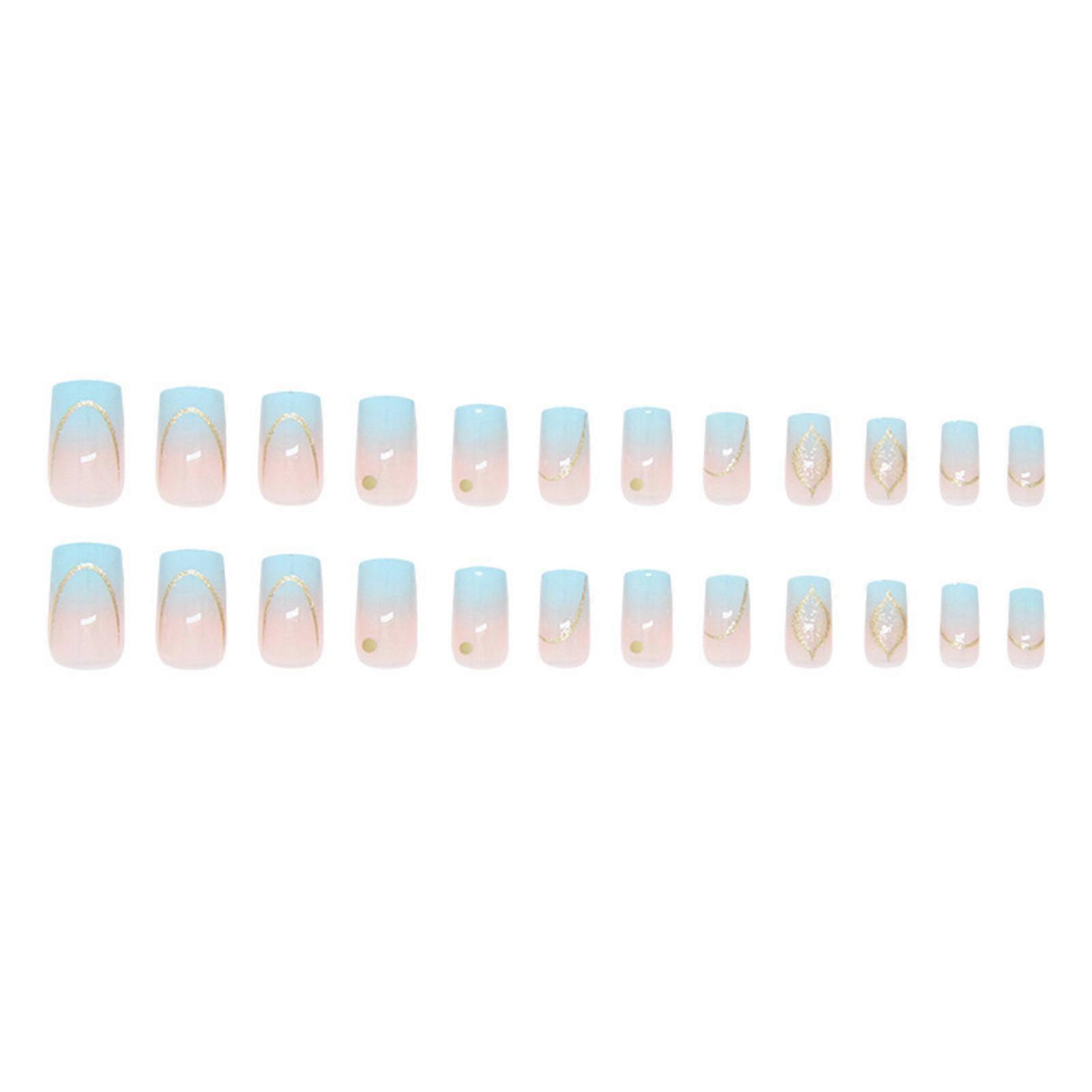 24PCS Short Press on Nails, Sweet Style Removable Full Coverage Nails, Wonderful Present for Girlfriend Wife