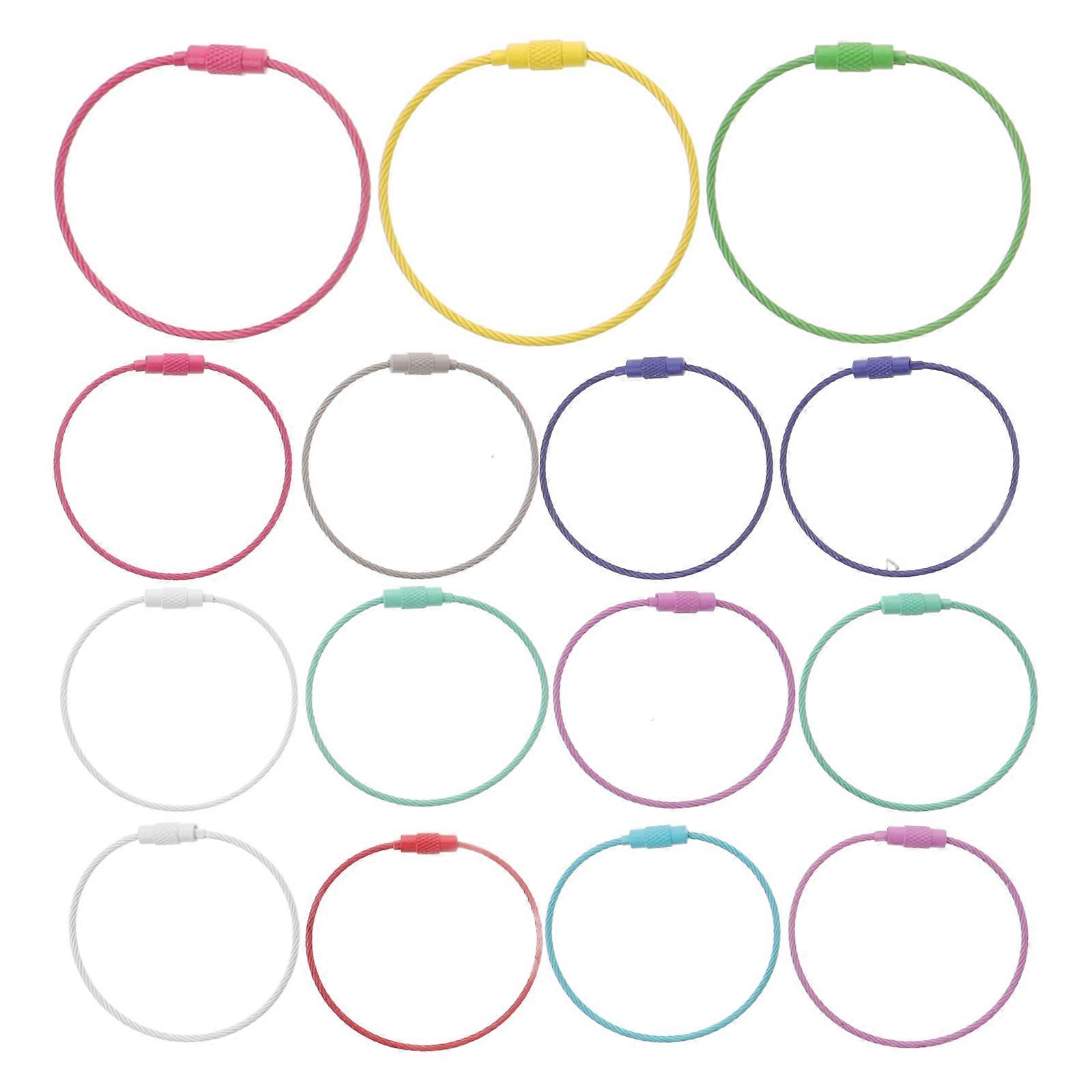 Cable Keychain Keyring Circle Loop Luggage Tag Rings Diy Accessory 15Pcs