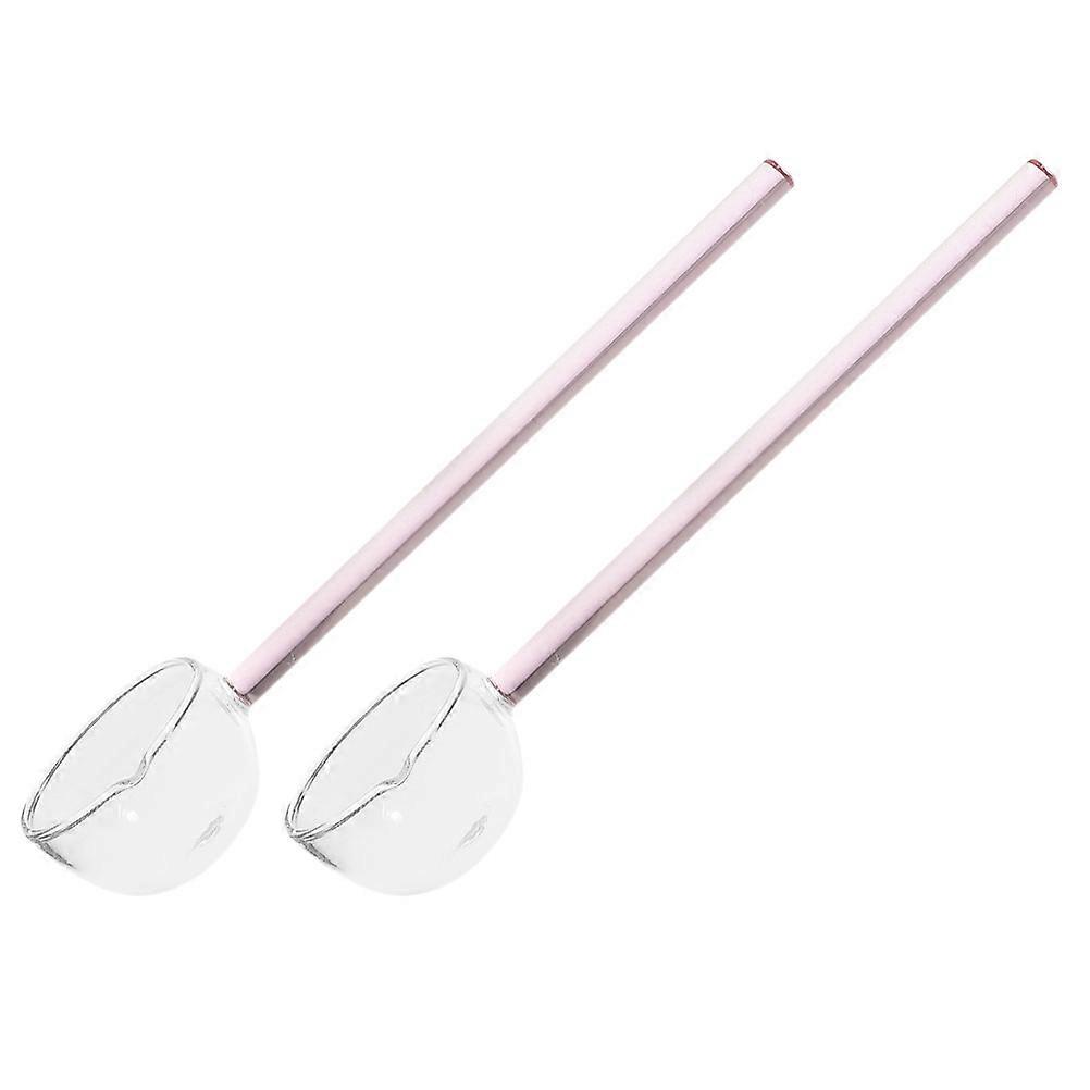 Dessert Scoop Glass Spoon Practical Kitchen Mixing 2Pcs