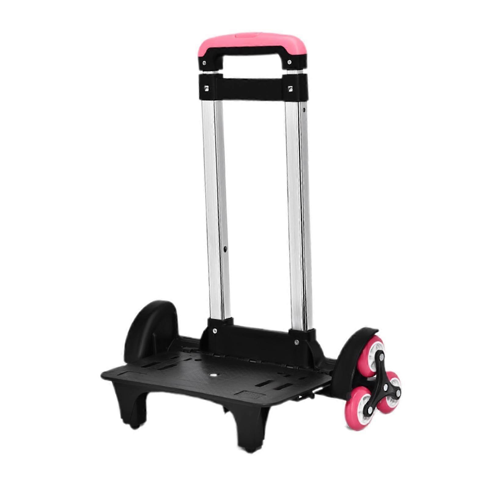 Sixwheel trolley stair climber, versatile storage cart, moving cart with telescopic handle, black and pink.