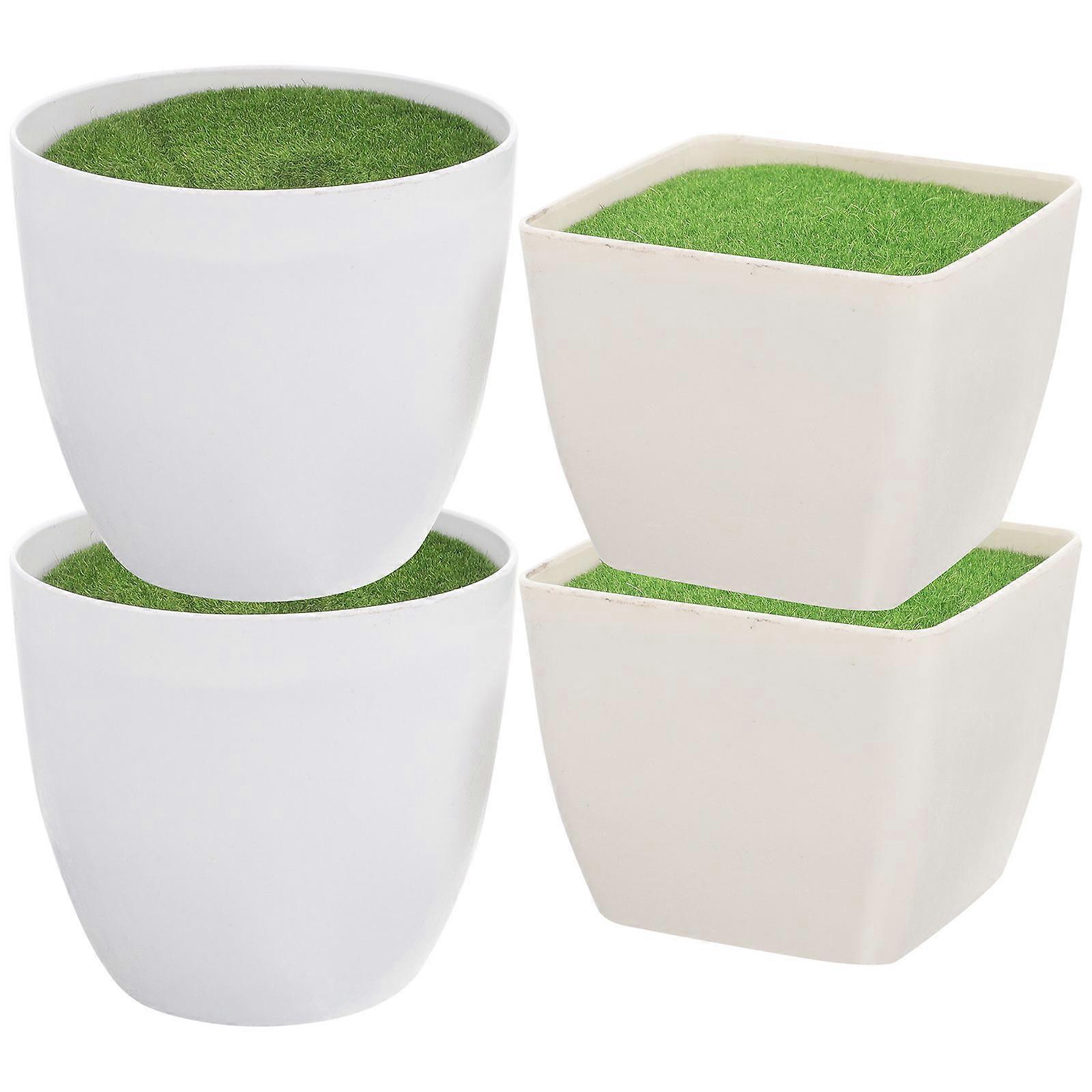 Plastic Miniature Flowerpot 4Pcs Assorted Color for Display Decor