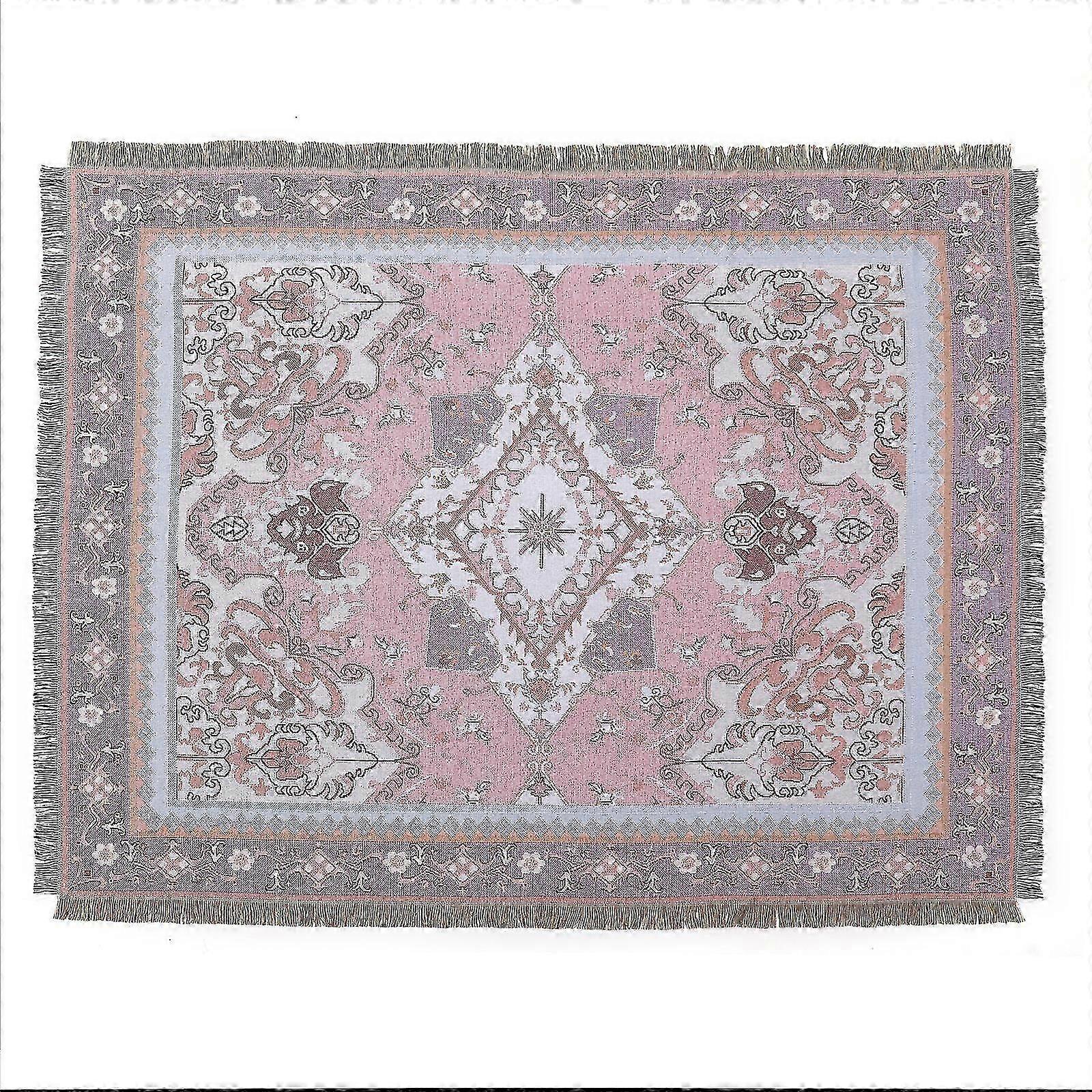 1 Pice 160x130cm Couverture Plaid Modle rose Tricote Dcore avec des Franges Bohme Simple Doux Confortable Protger Contre Le Froid pour Canap Sofa