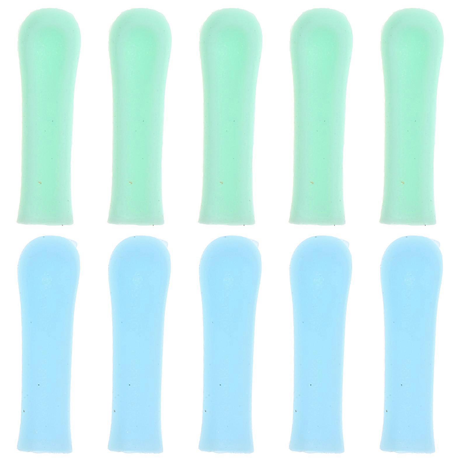 Soft Silicone Ear Spoon Covers 10pcs Earwax Removal Tool Accessories Comfortable Visible Ear Cleaning Sleeves Blue & Green