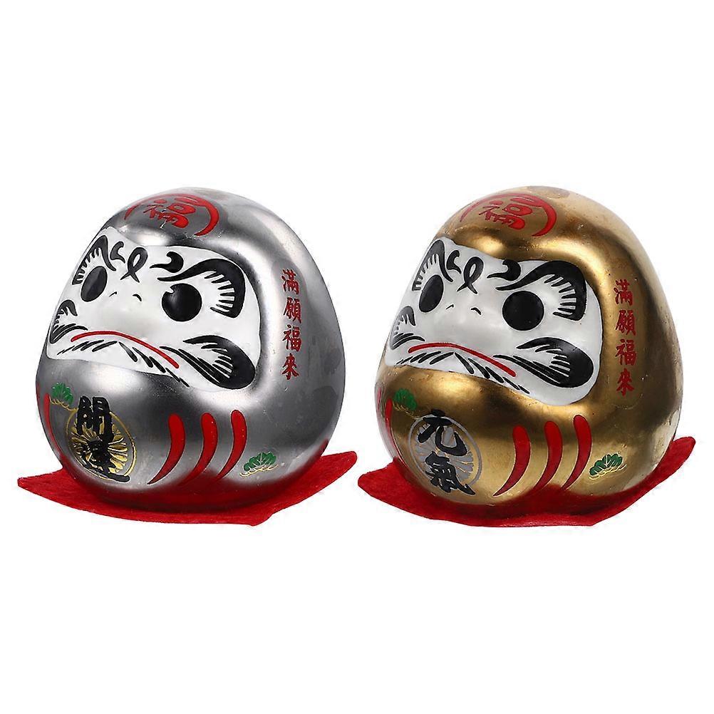 Lucky Decor Ceramic Statue Car Decoration Gold Color Mini Size 2Pcs