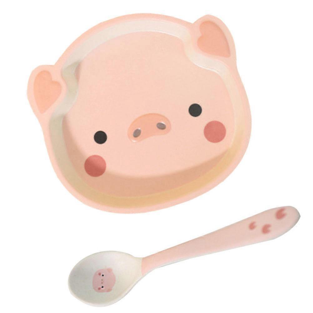 Cute Bowl Set Synthetic Material Oval Shape Breakfast Bowl With Spoon For Women Home Use Style 5.9×5.5×1.4in 2Pcs