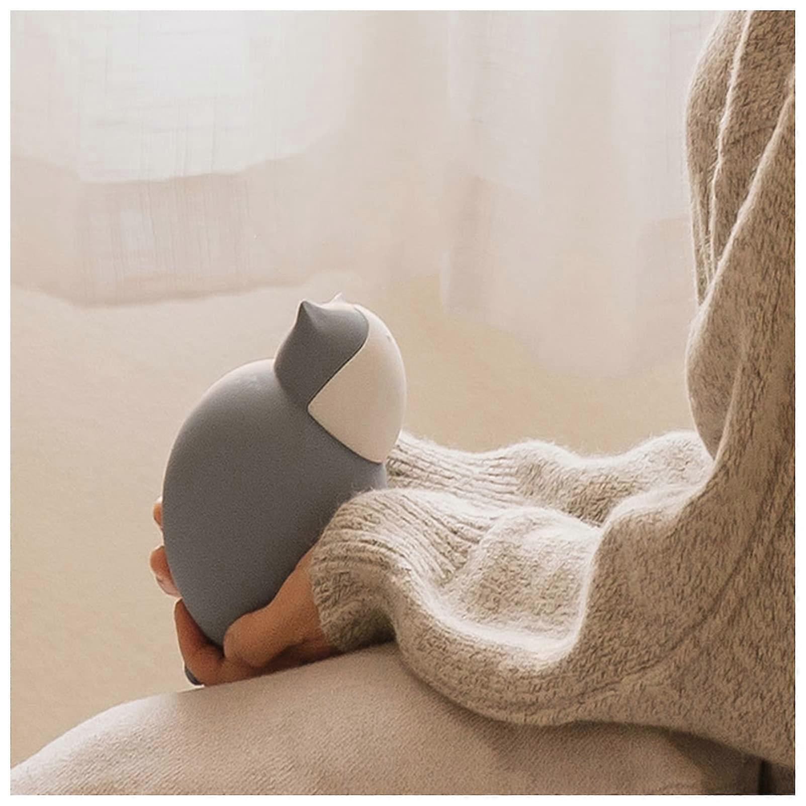 Water Bottle Cat Design Soft Silicone With Lid For Cold And Hot Use Long Hot Water Bottle Blue