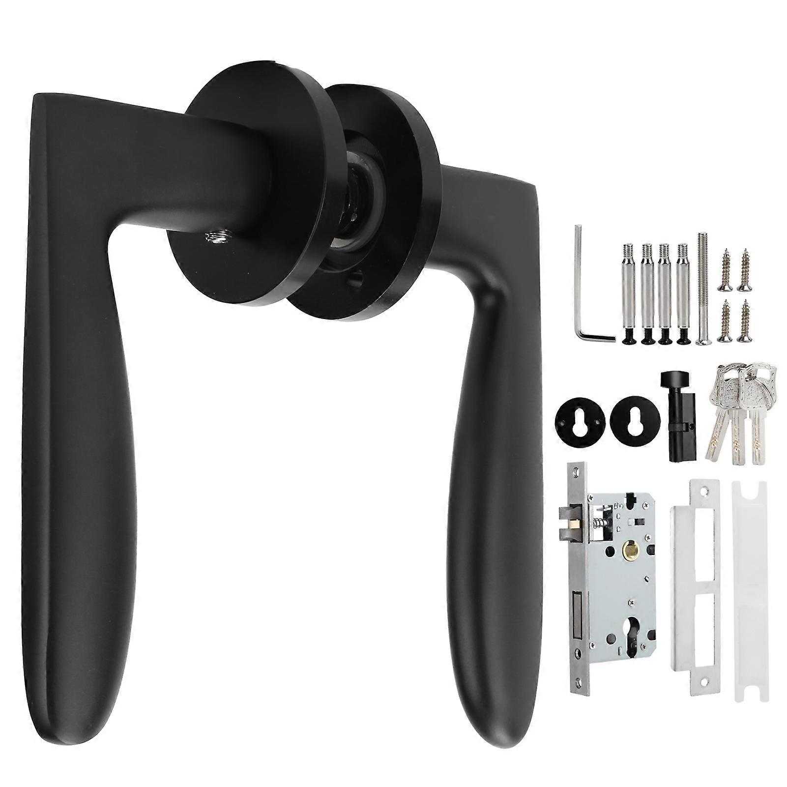 Entry Door Handle Lock Locking Lever Handle Set Reversible for Right Left Sided Doors