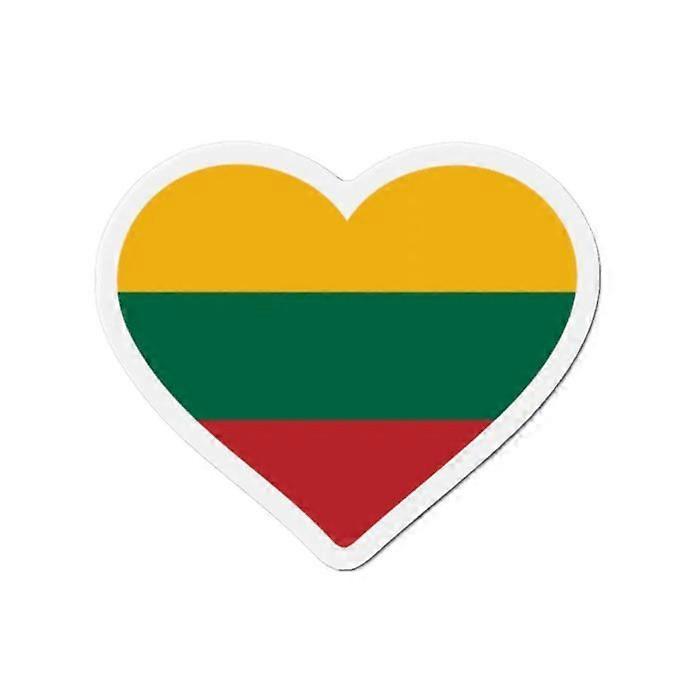 Lithuania Flag Heart Magnet - Multicolored - 9 cm - 50 pieces - Synthetic resin - Mixed