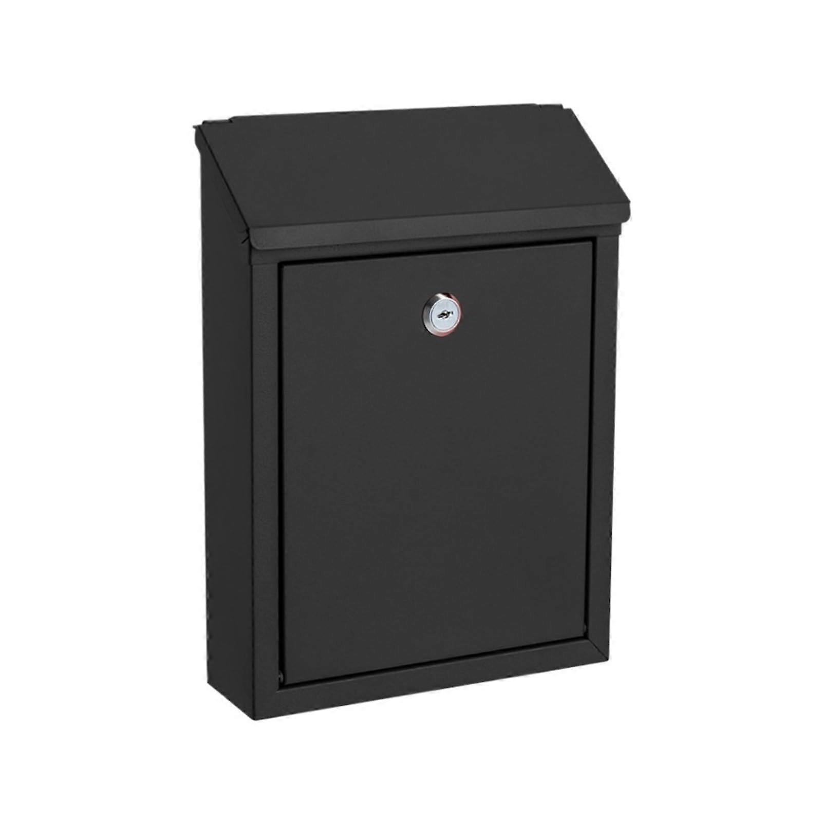 Briefkasten Postkasten Mit Schloss, Wandmontage, Vorgebohrter Zustellkasten Für Draußen, Schwarz 30x27.5x7cm