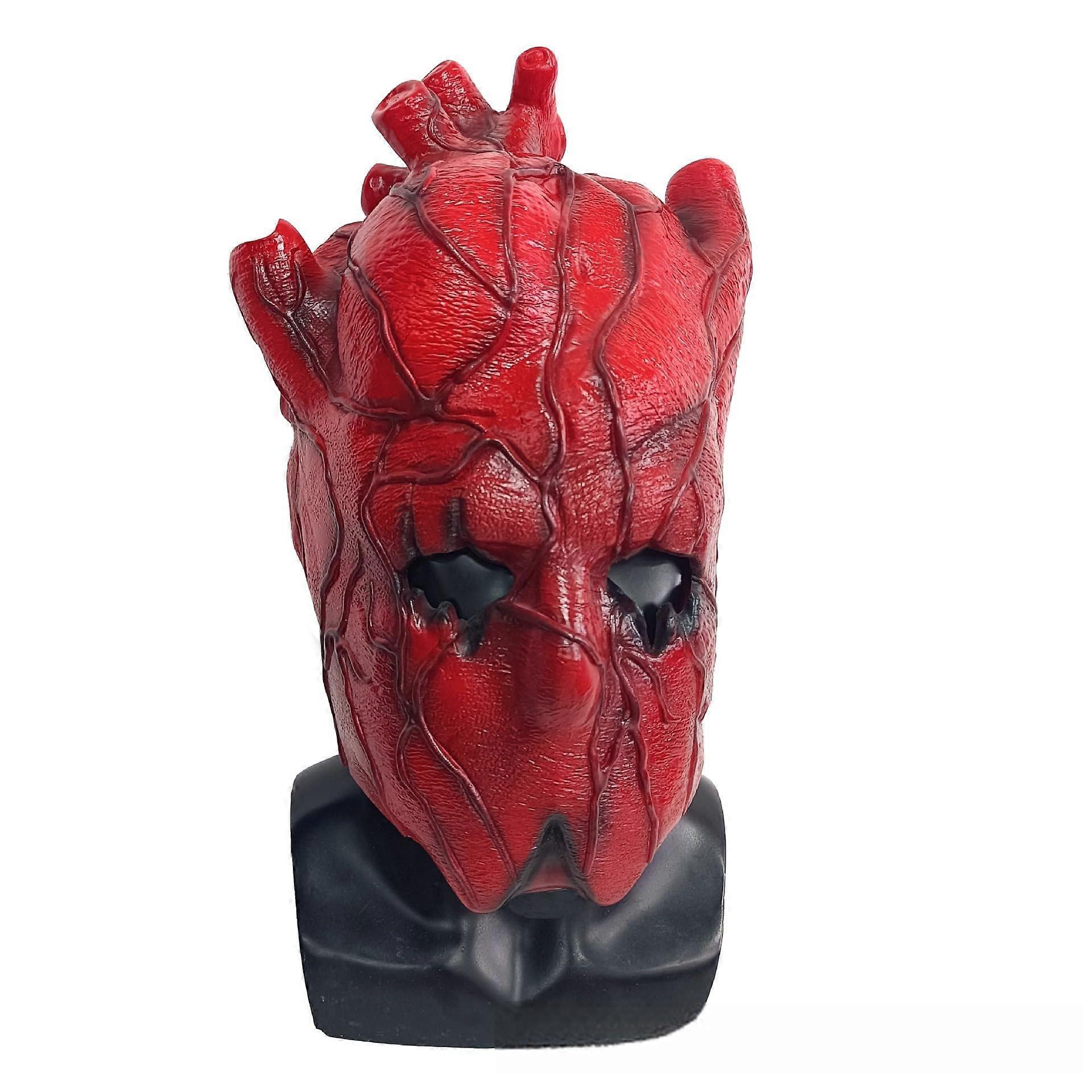 Shin Red Mask Realistic Heart Face Mask Full Head Mask for Halloween Performances, Pranks and Cosplay Props, Authentic Face Details