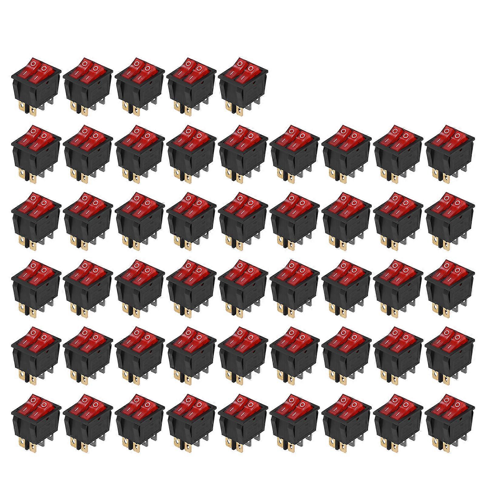 50Pcs On Off Rocker Boat Switch Electronic 6 Pin 2 Position 2 Level with Light 125V/250V KCD3