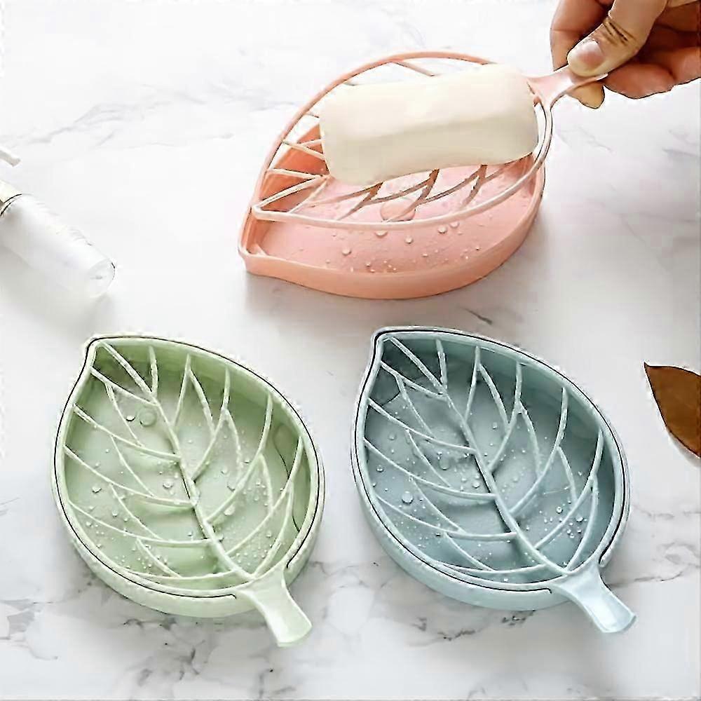 Leaf-Shaped Soap Dish with Draining Tray - Stylish Shower and Kitchen Accessory