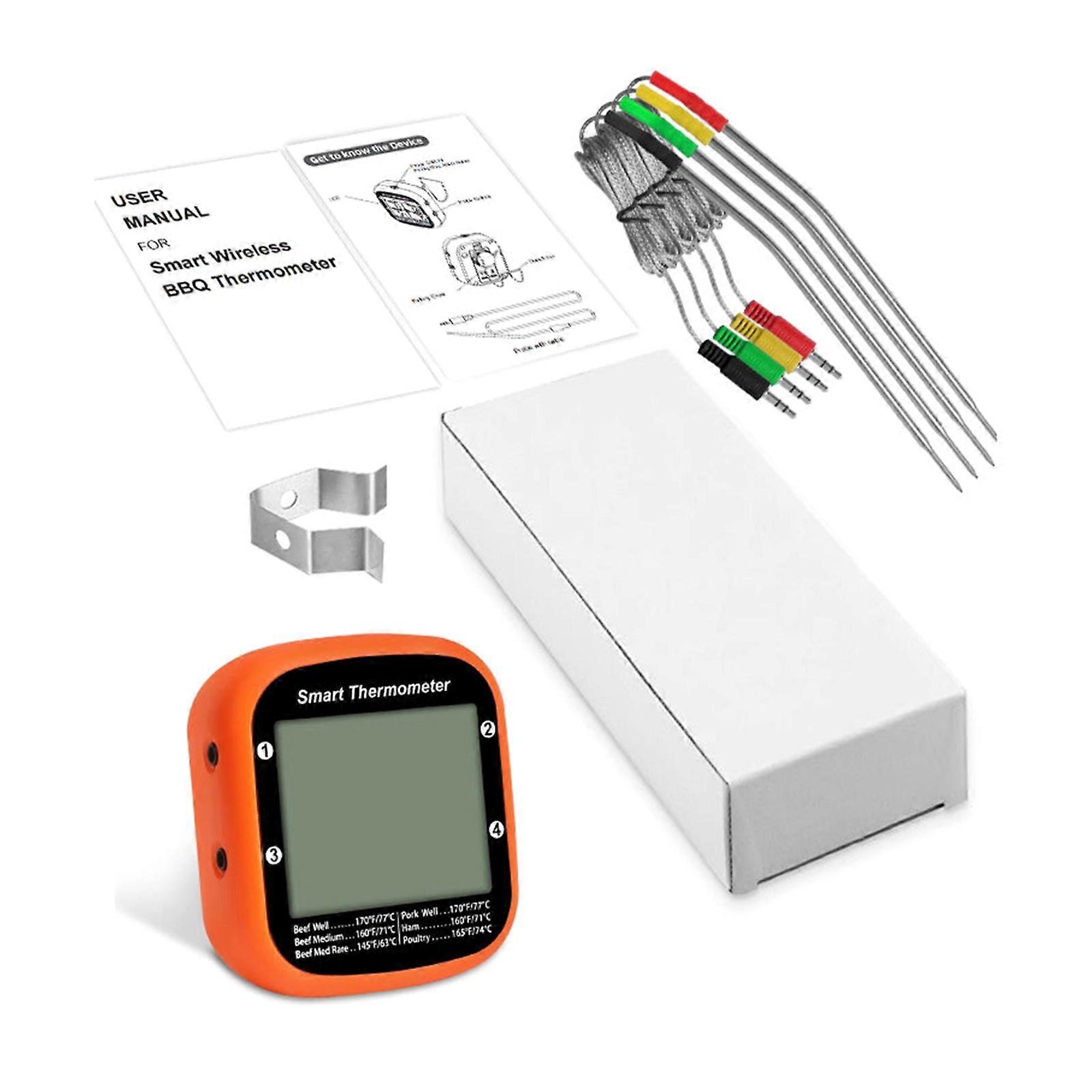 Programmable Wireless Meat Thermometers With 4 Probes And App Control For BBQ Indoor Outdoor Cooking Realtime Monitoring Multicolor