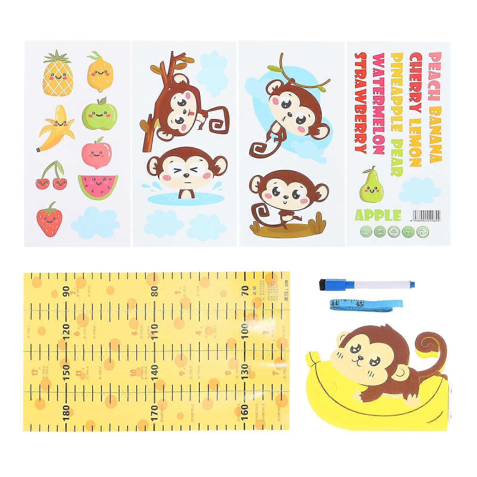 Wall Growth Chart 3D Cartoon Monkey Portable Height Measurement for Kids 17.5X13.5CM Assorted Color 1 Set