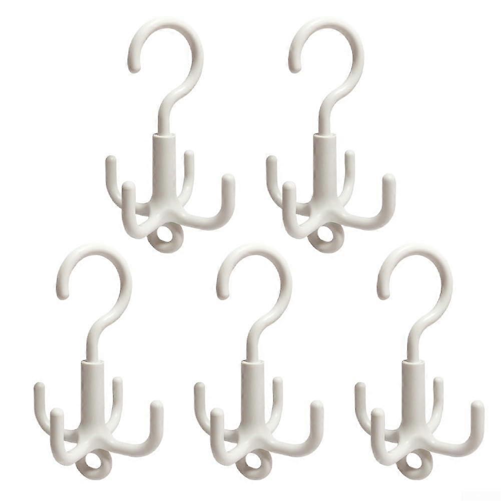 4-Claw Rotating Hook For Space-Saving Home Organization, White 5-Piece Set